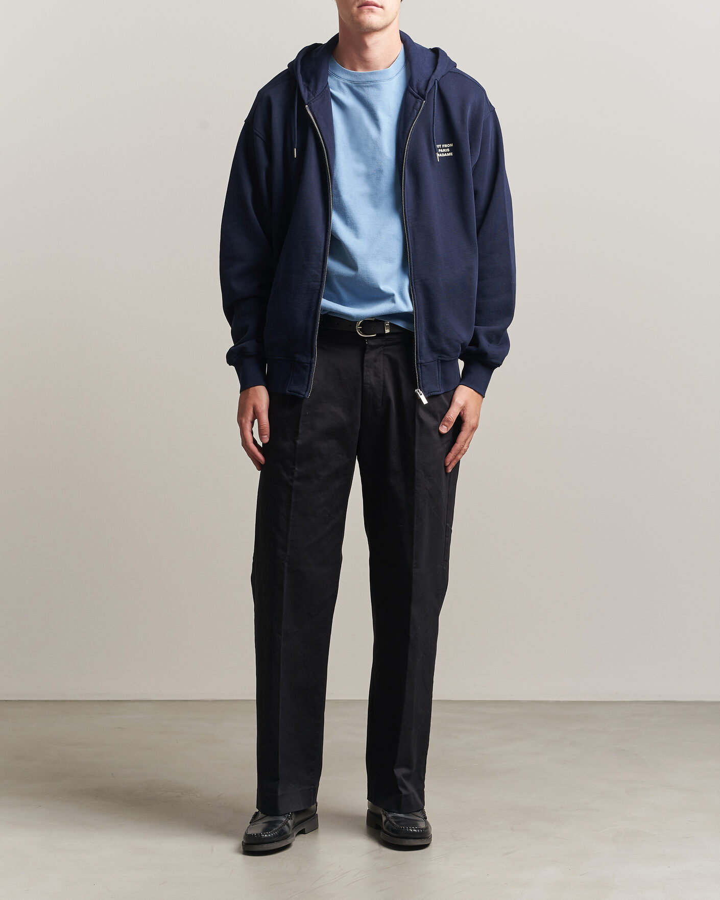 Uomini | Maglieria | Drôle de Monsieur | Slogan Full Zip Hoodie Navy