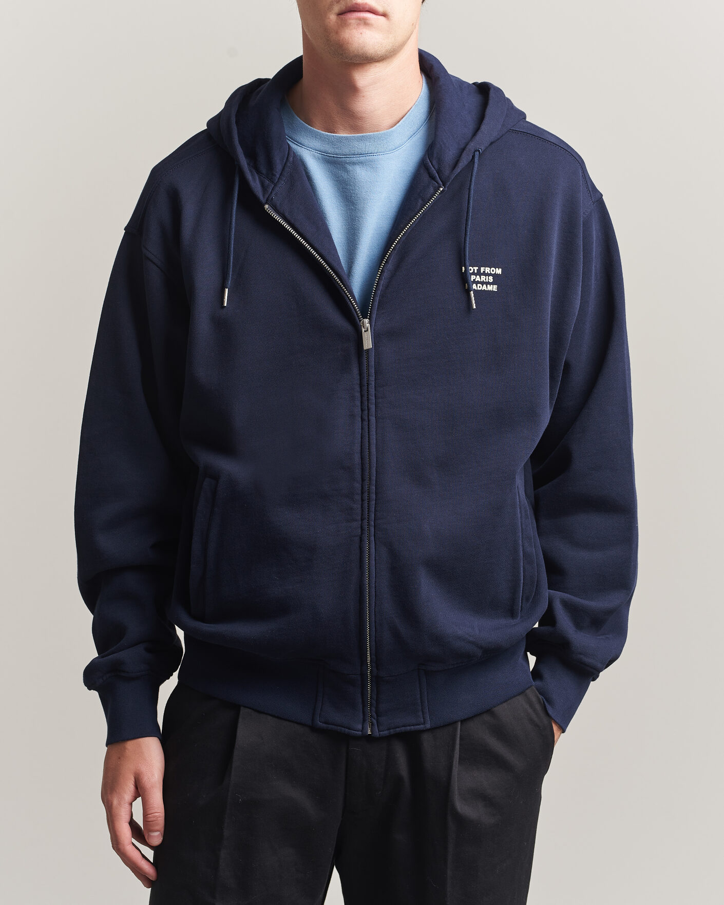 Uomini | Maglieria | Drôle de Monsieur | Slogan Full Zip Hoodie Navy