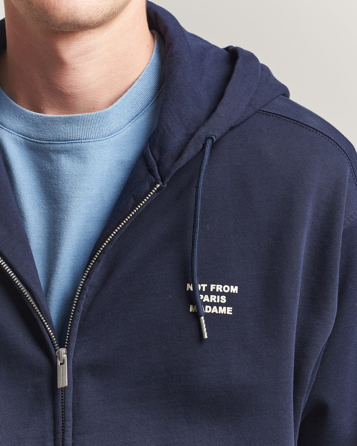 Uomini | Maglieria | Drôle de Monsieur | Slogan Full Zip Hoodie Navy