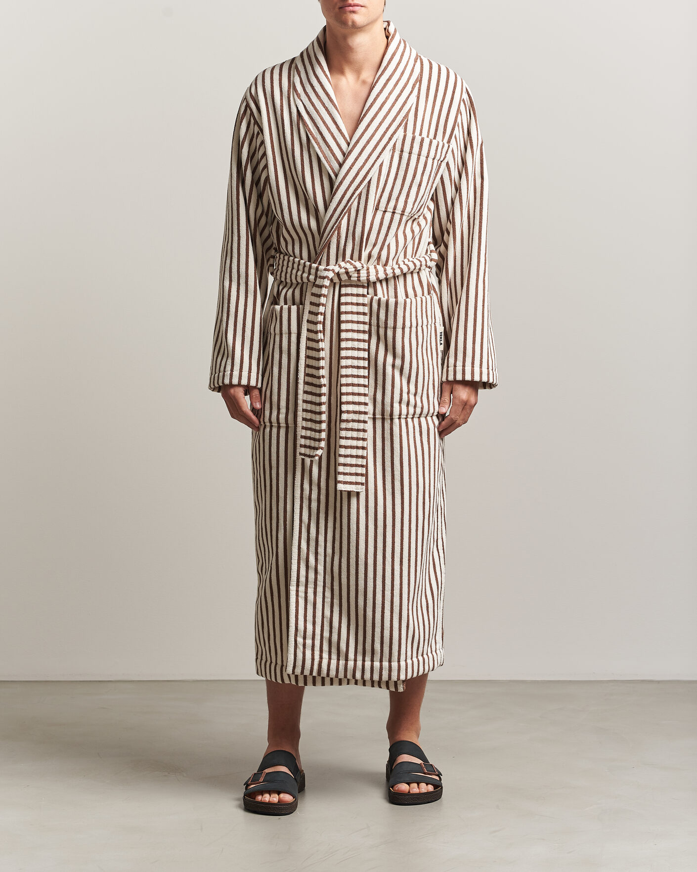 Uomini | Accappatoi & Pigiami | Tekla | Organic Terry Classic Bathrobe Kodiak Stripes