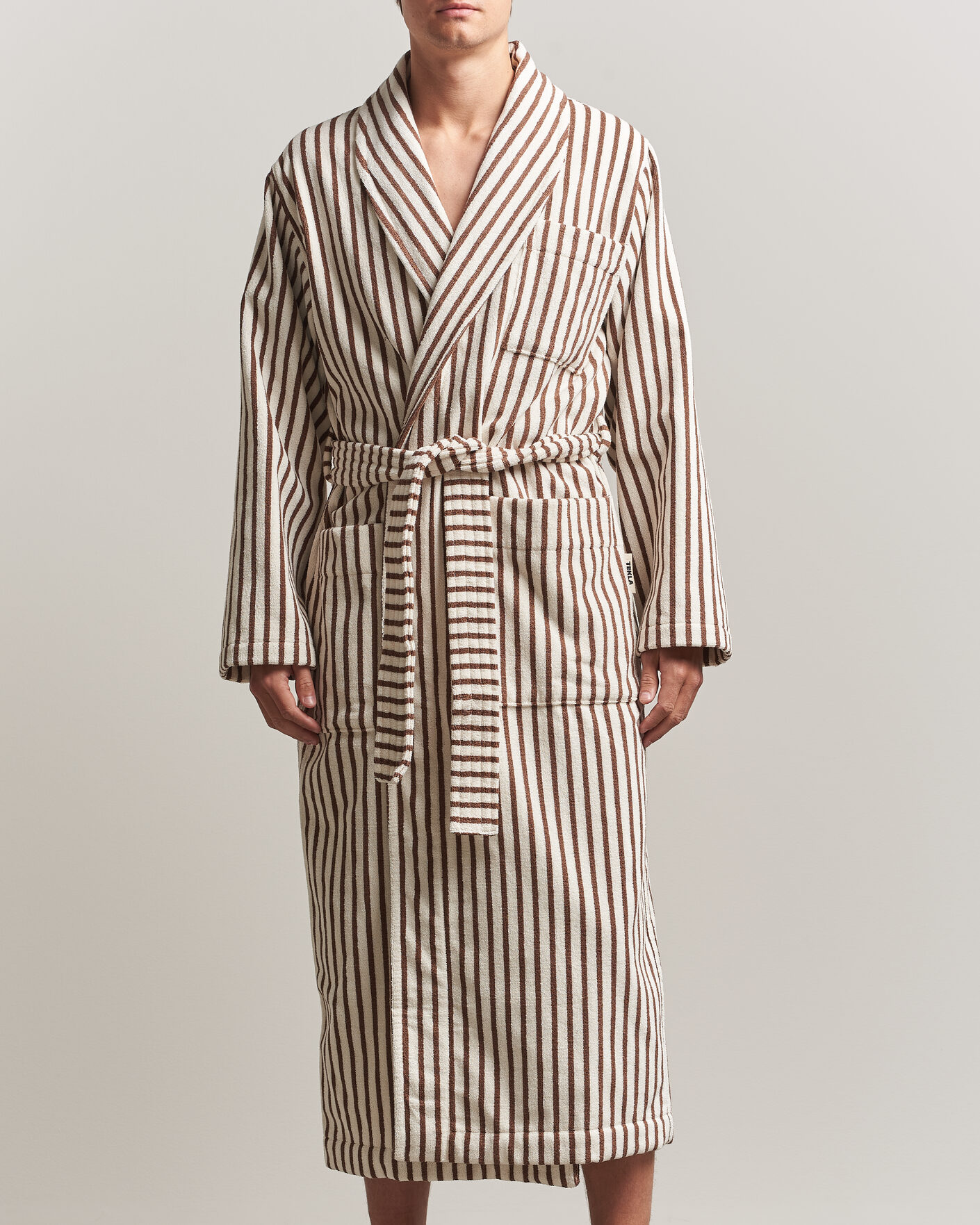 Uomini | Accappatoi & Pigiami | Tekla | Organic Terry Classic Bathrobe Kodiak Stripes