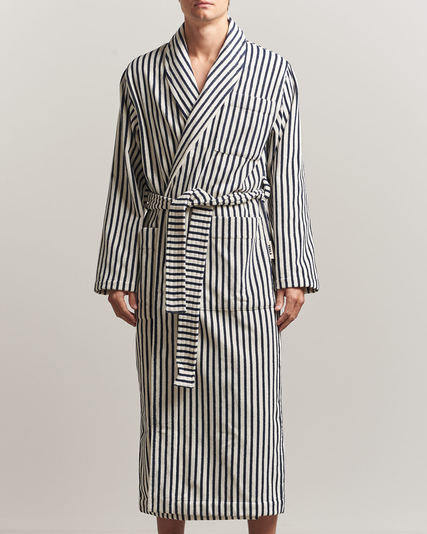 Uomini | Accappatoi & Pigiami | Tekla | Organic Terry Classic Bathrobe Sailor Stripes