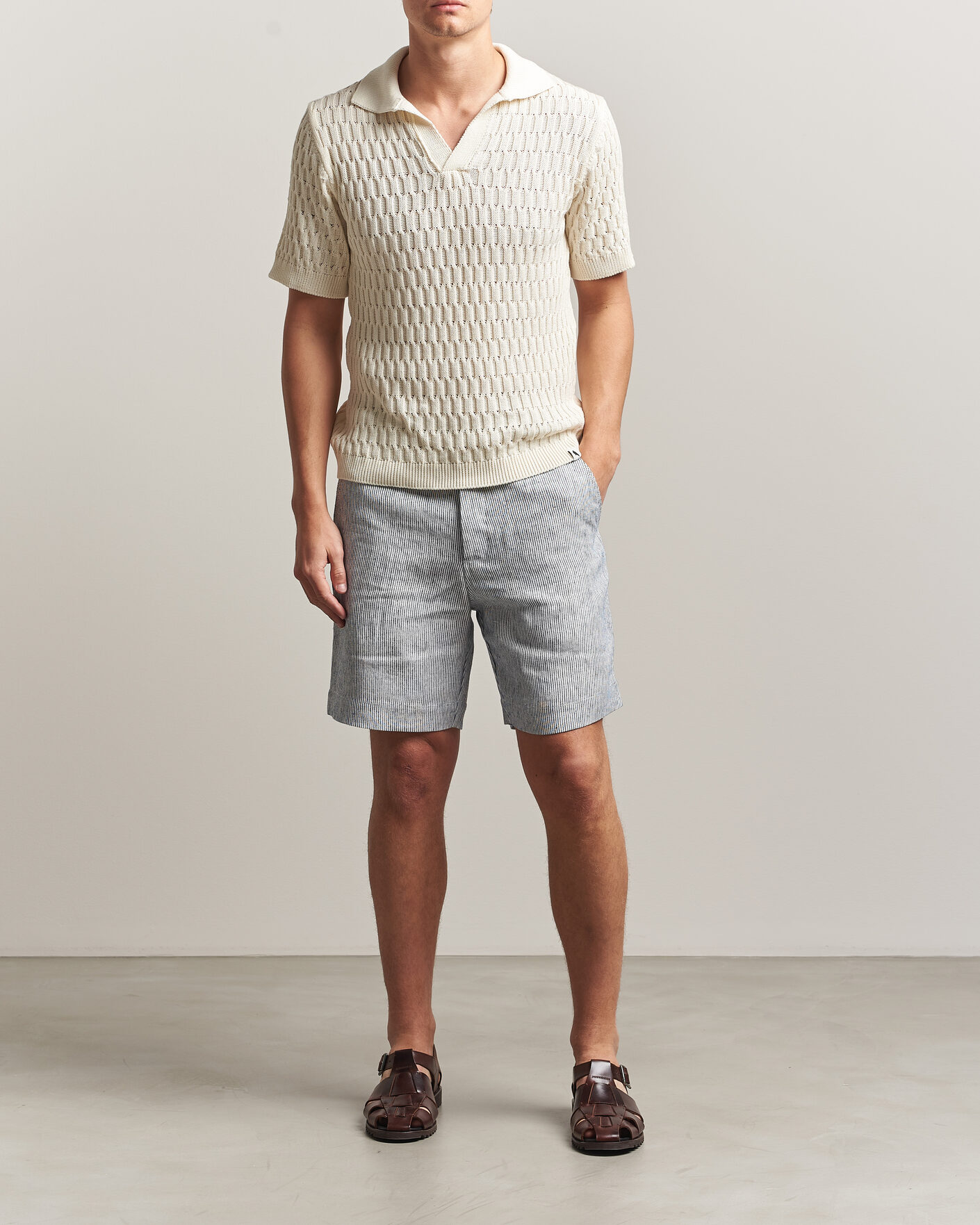 Uomini | Pantaloncini | Peregrine | Windsor Linen Shorts Navy Stripe