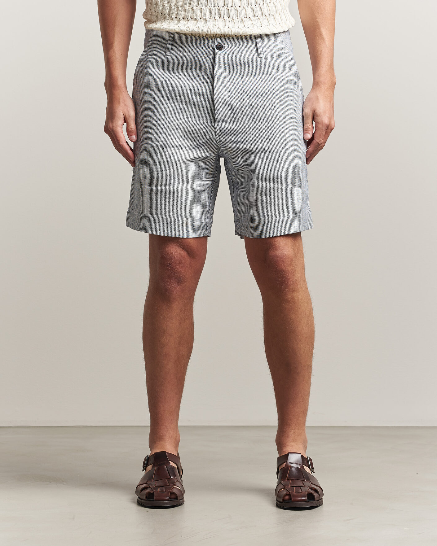 Uomini | Pantaloncini | Peregrine | Windsor Linen Shorts Navy Stripe