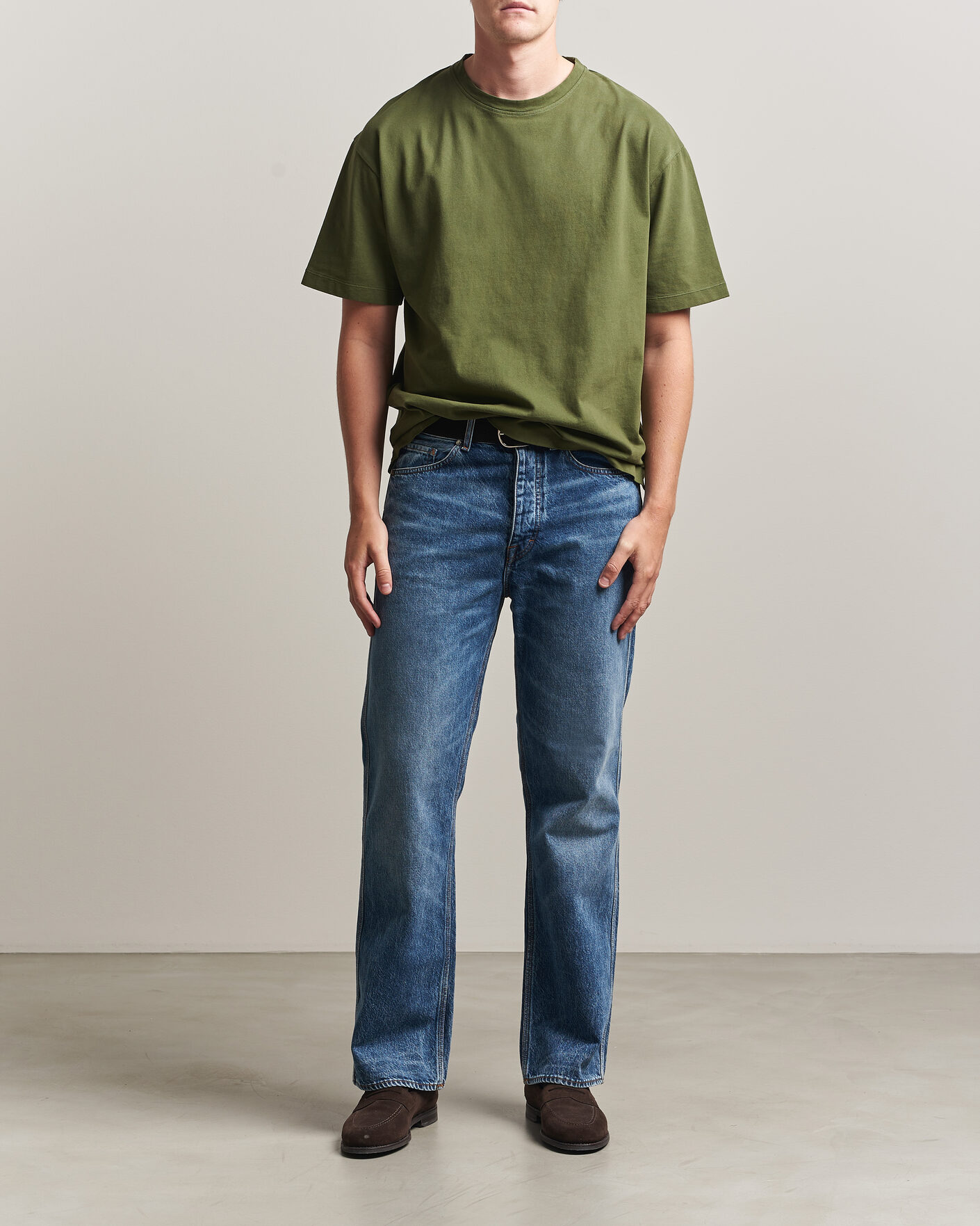 Uomini | T-shirt | Massimo Alba | Nevis Brushed Cotton T-Shirt Moss Green