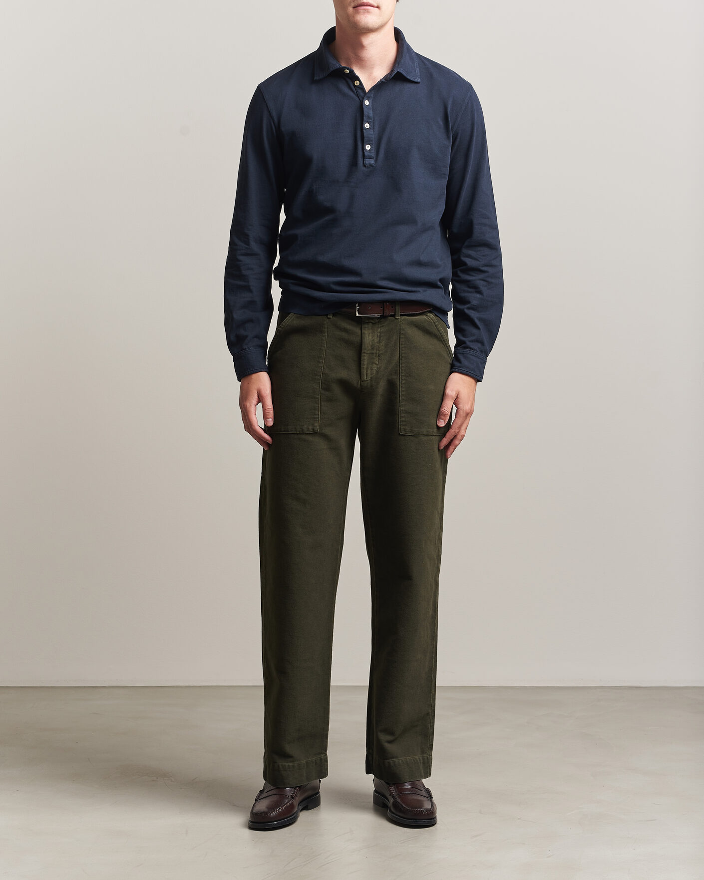 Uomini | Polo | Massimo Alba | Raya Long Sleeve Polo Navy