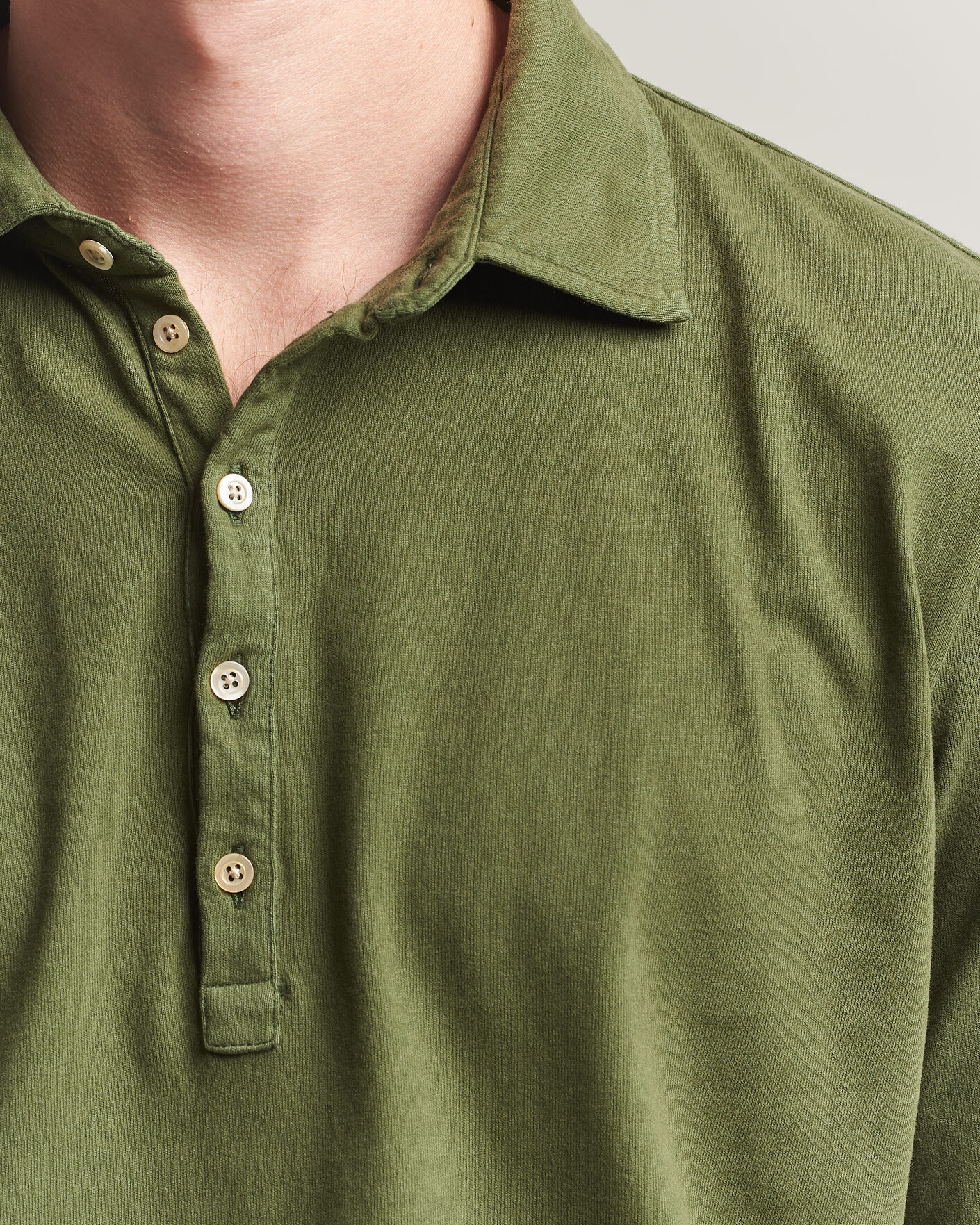 Uomini | Polo | Massimo Alba | Raya Long Sleeve Polo Moss Green