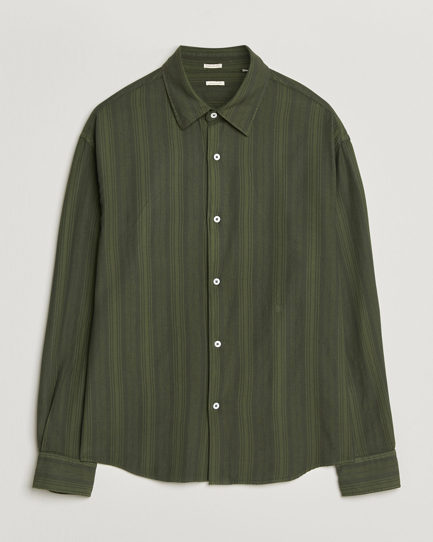 Uomini | Camicie | Massimo Alba | Boxy Striped Cotton Shirt Moss Green