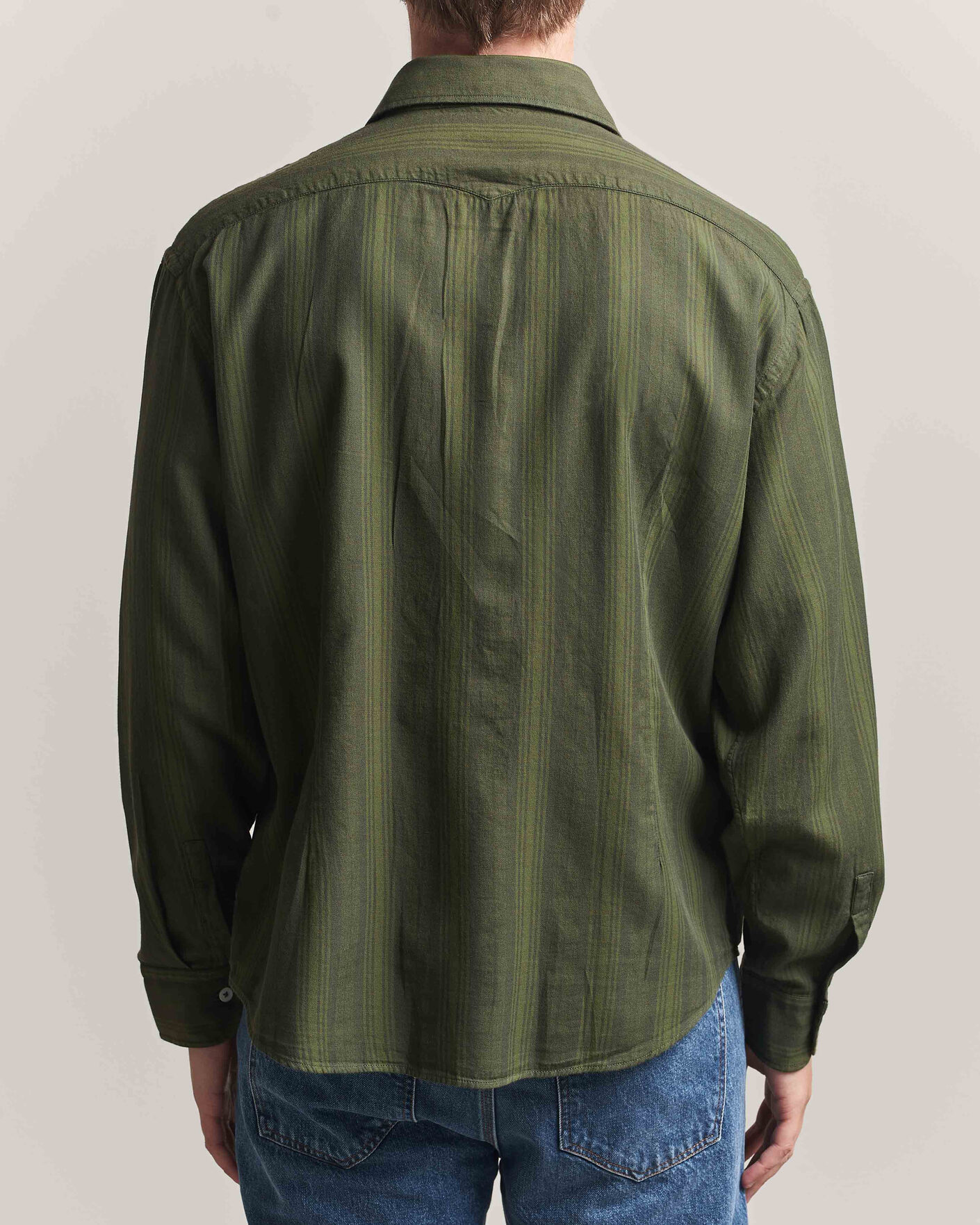 Uomini | Camicie | Massimo Alba | Boxy Striped Cotton Shirt Moss Green
