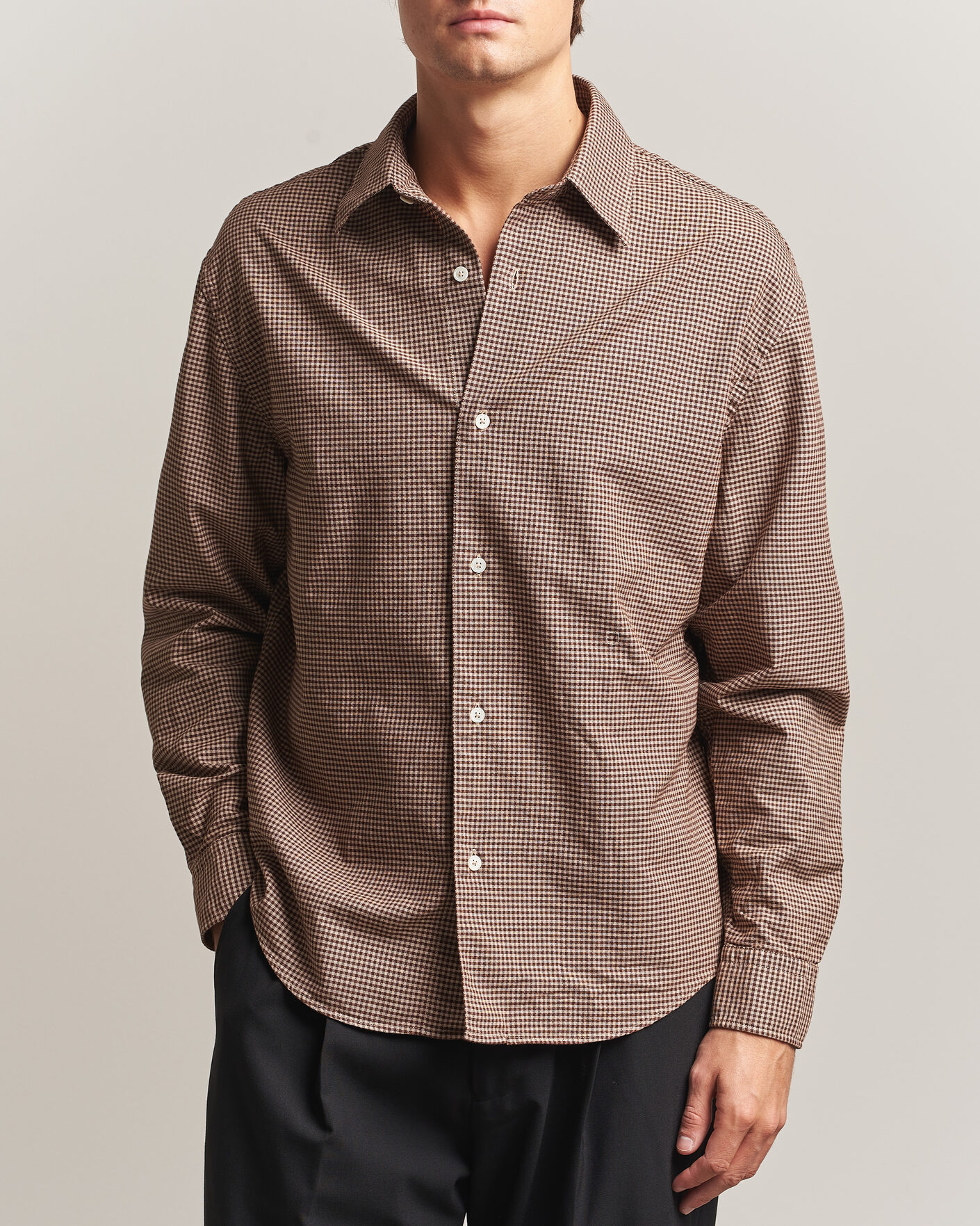 Uomini | Camicie | Massimo Alba | Boxy Microcheck Shirt Fossil