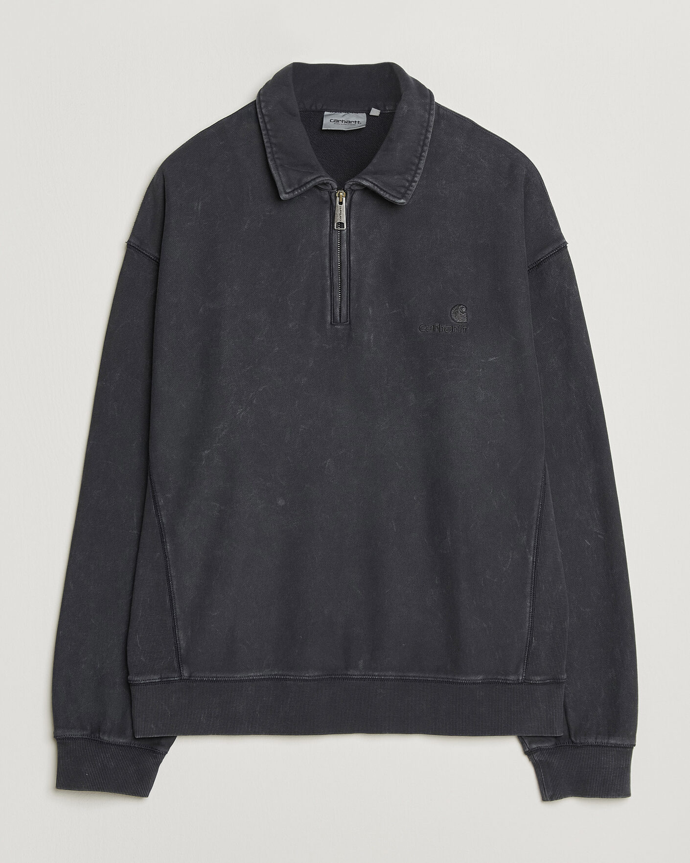 Uomini | Maglieria | Carhartt WIP | Lambert Washed Polo Sweatshirt Black Moon Wash