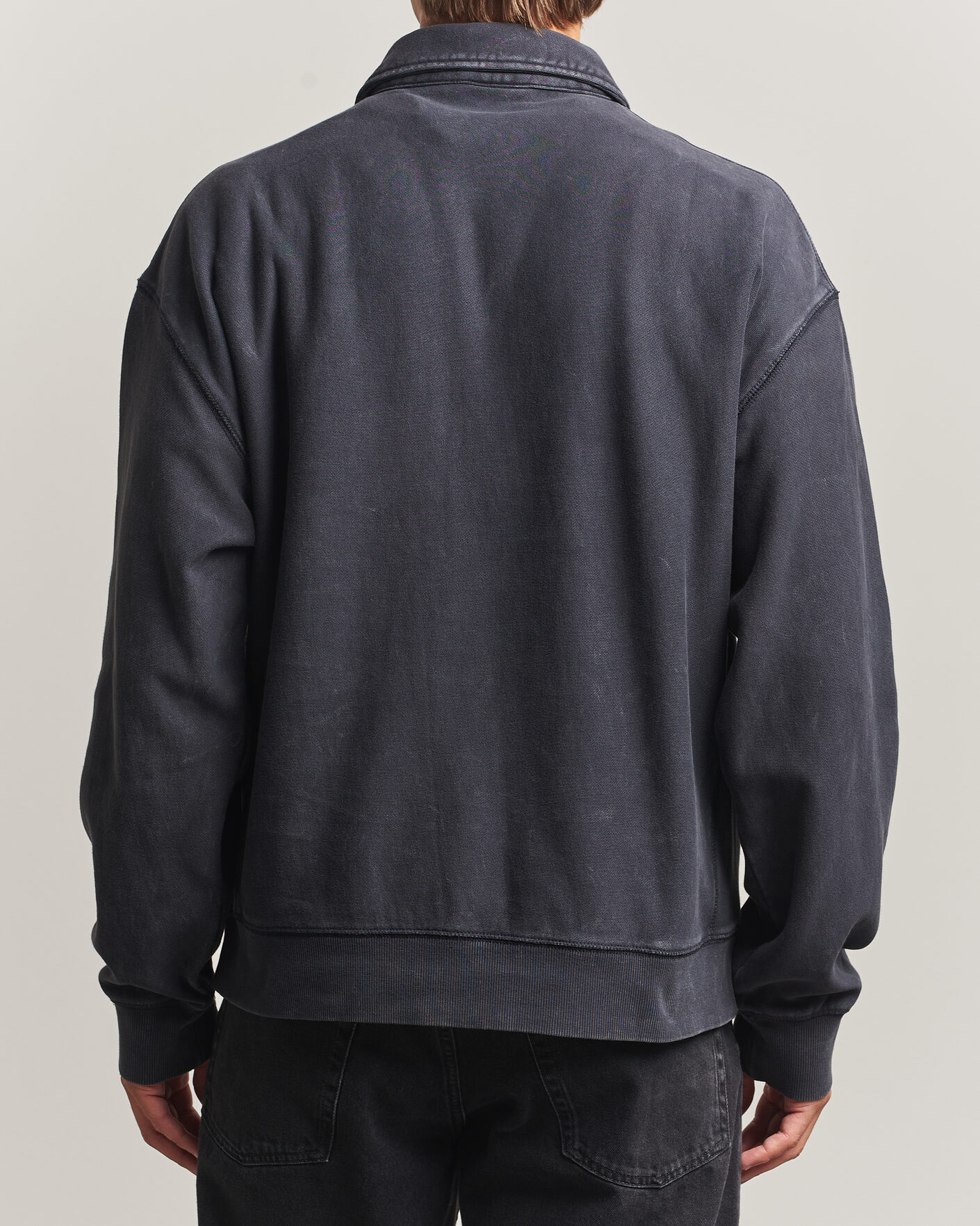 Uomini | Maglieria | Carhartt WIP | Lambert Washed Polo Sweatshirt Black Moon Wash