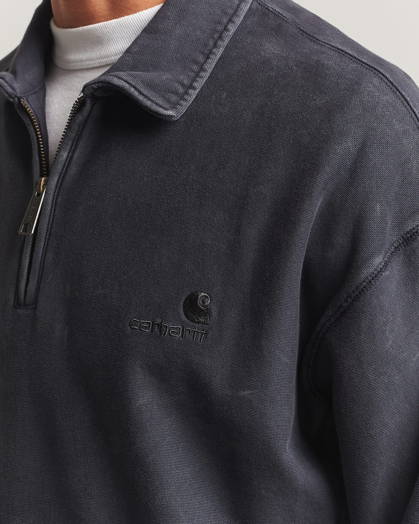 Uomini | Maglieria | Carhartt WIP | Lambert Washed Polo Sweatshirt Black Moon Wash
