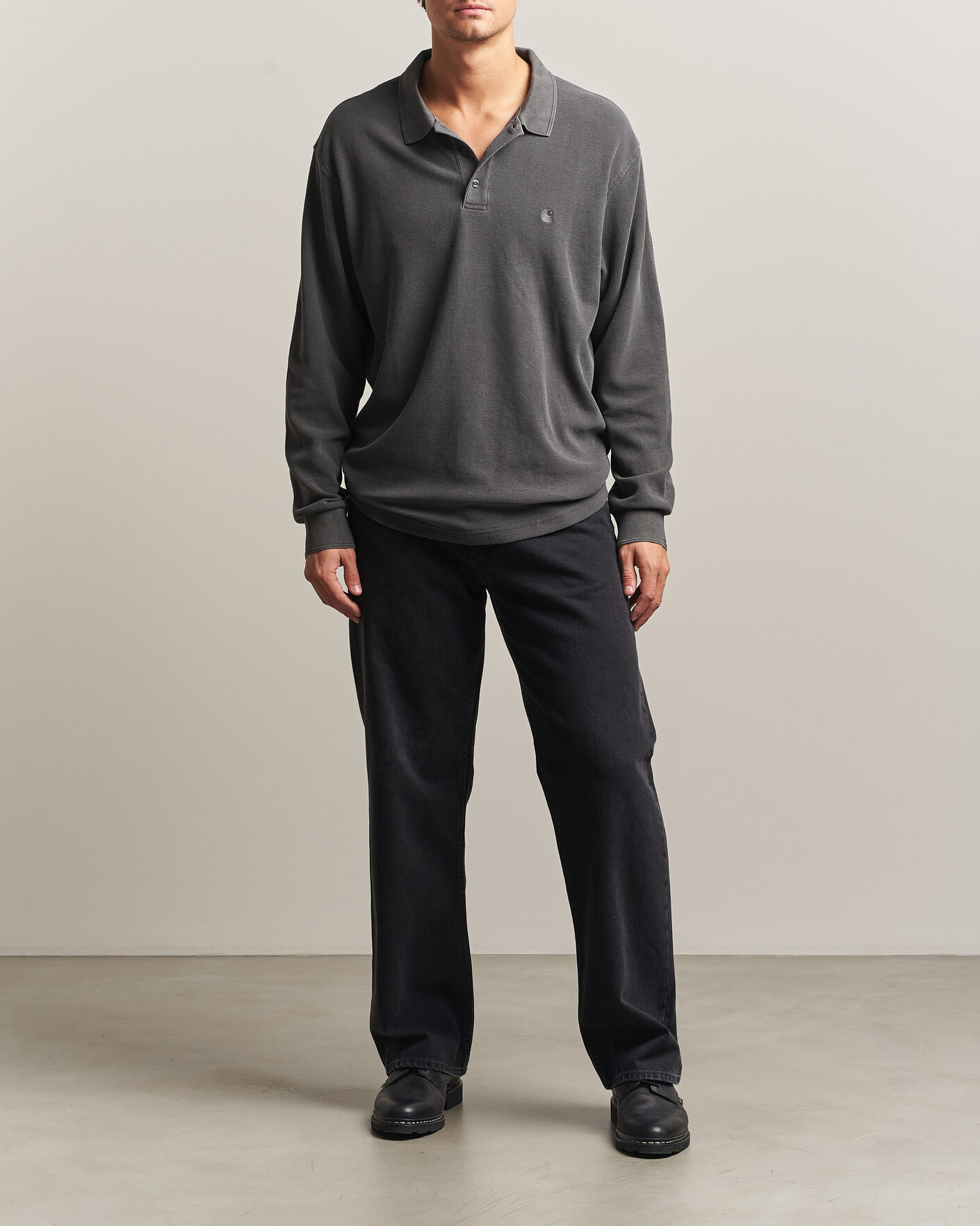 Uomini | Maglieria | Carhartt WIP | Long Sleeve Waffle Rugby Shirt Black