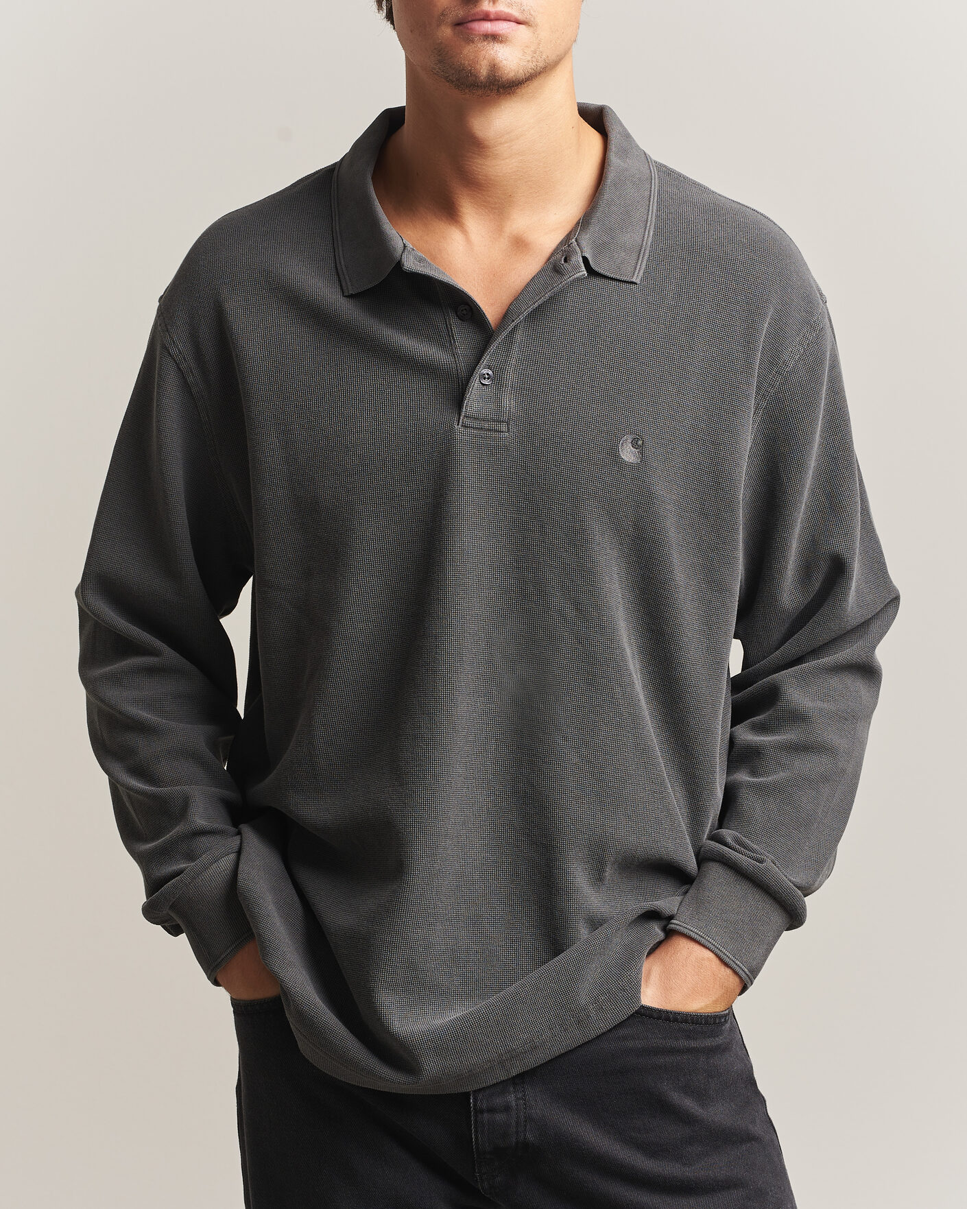 Uomini | Maglieria | Carhartt WIP | Long Sleeve Waffle Rugby Shirt Black