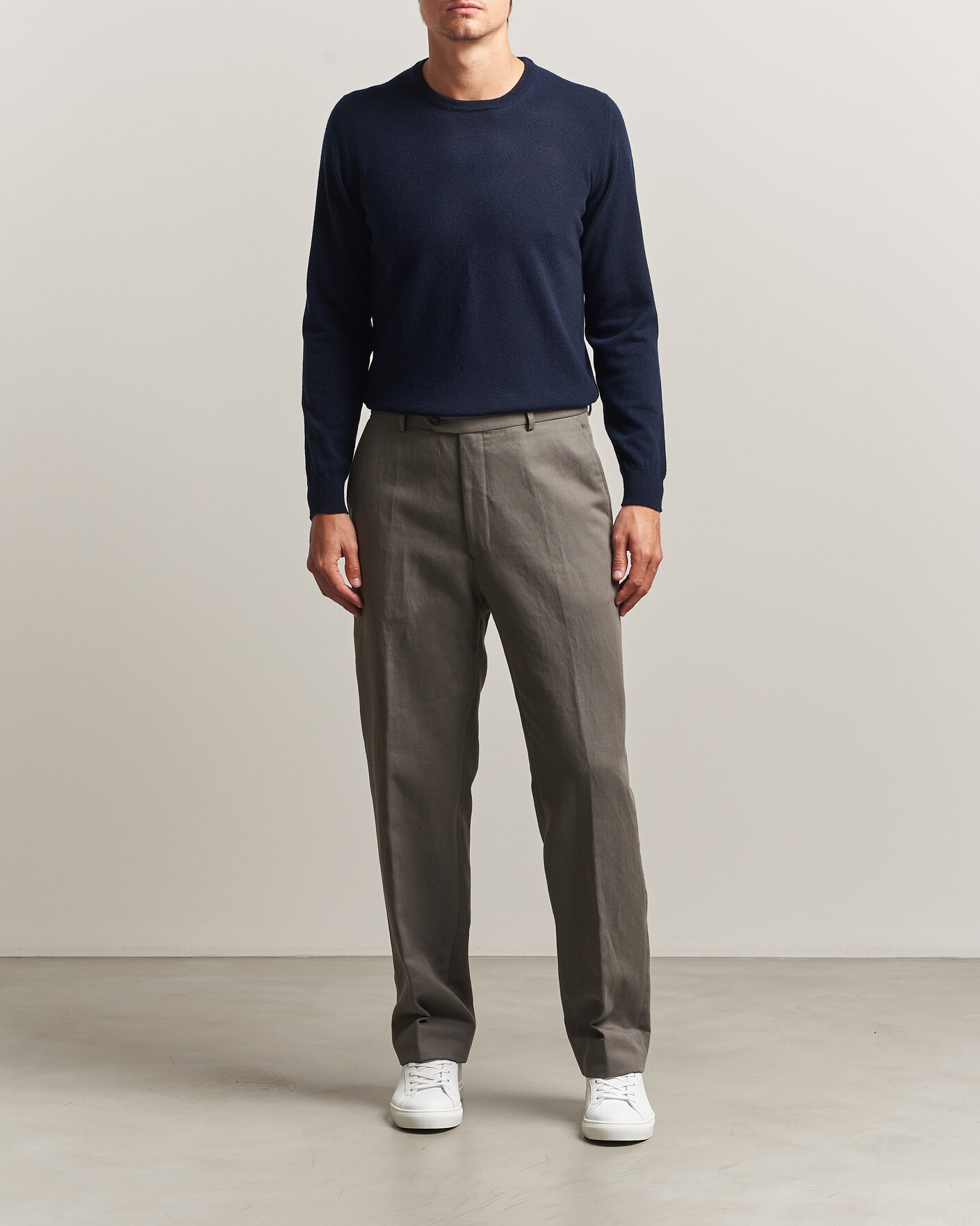 Uomini | Maglieria | Fedeli | Pure Cashmere Crew Neck Navy Blue