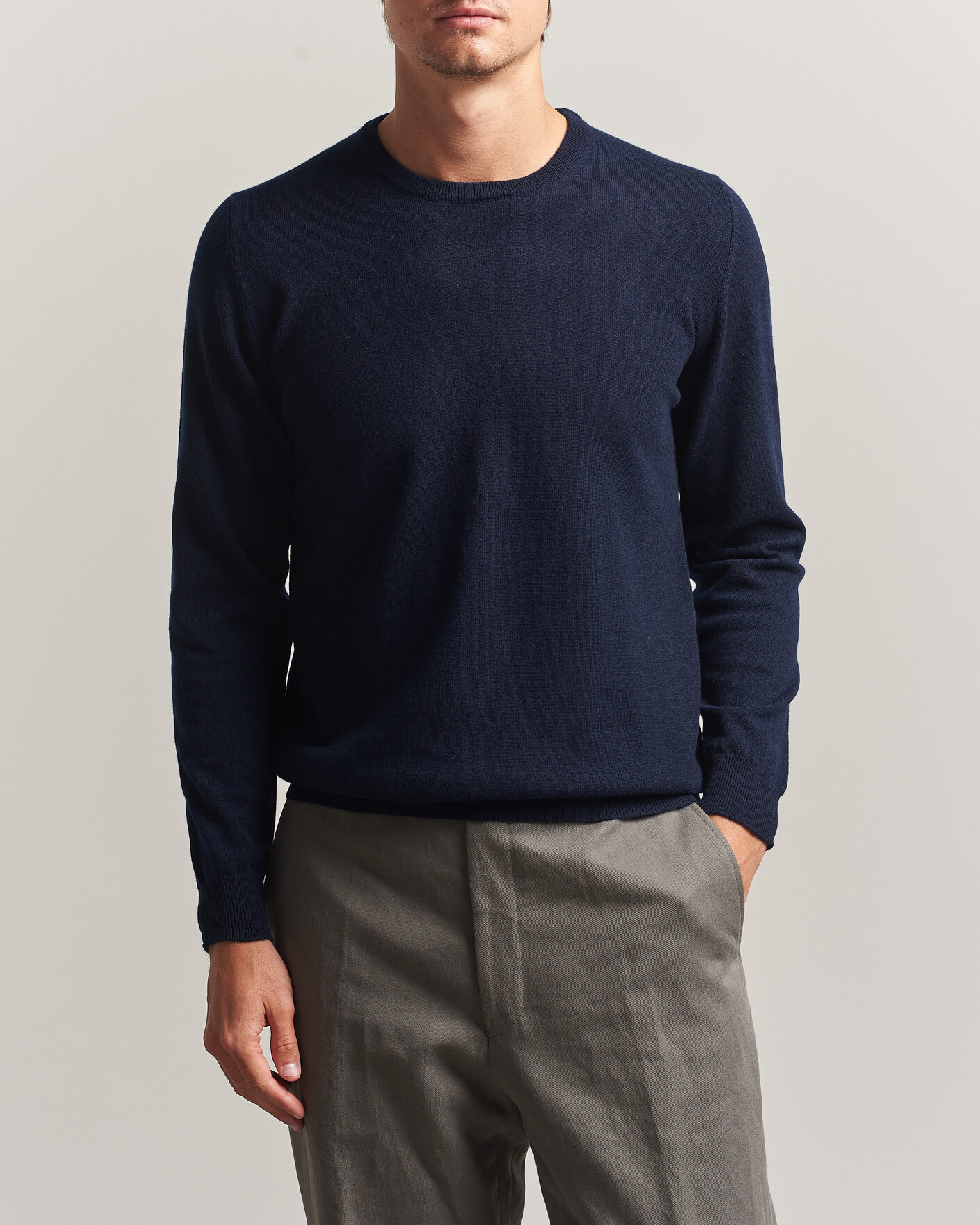Uomini | Maglieria | Fedeli | Pure Cashmere Crew Neck Navy Blue