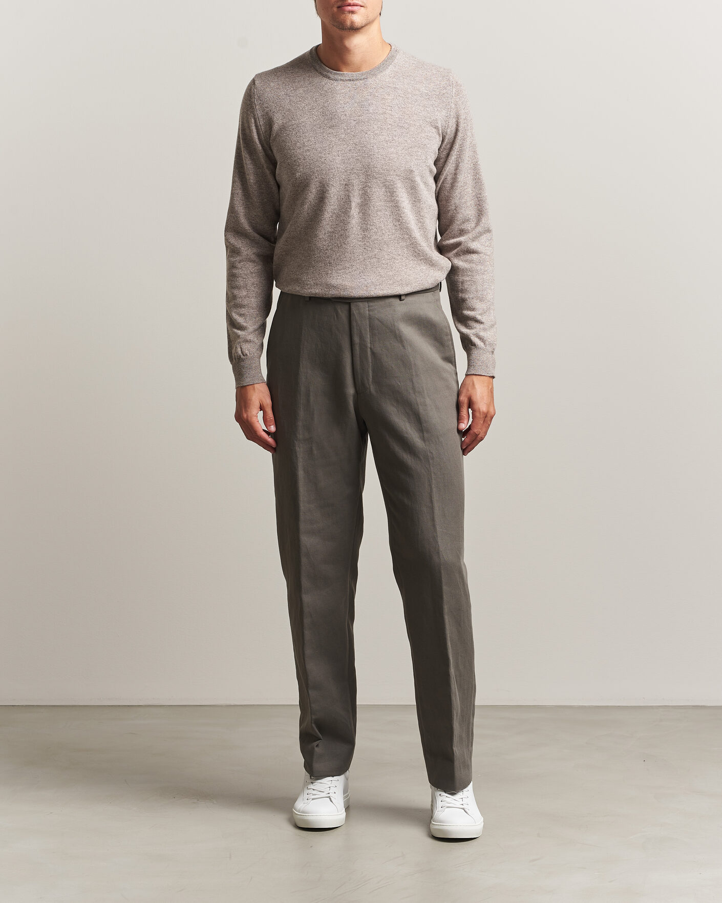 Uomini | Maglieria | Fedeli | Pure Cashmere Crew Neck Beige Melange