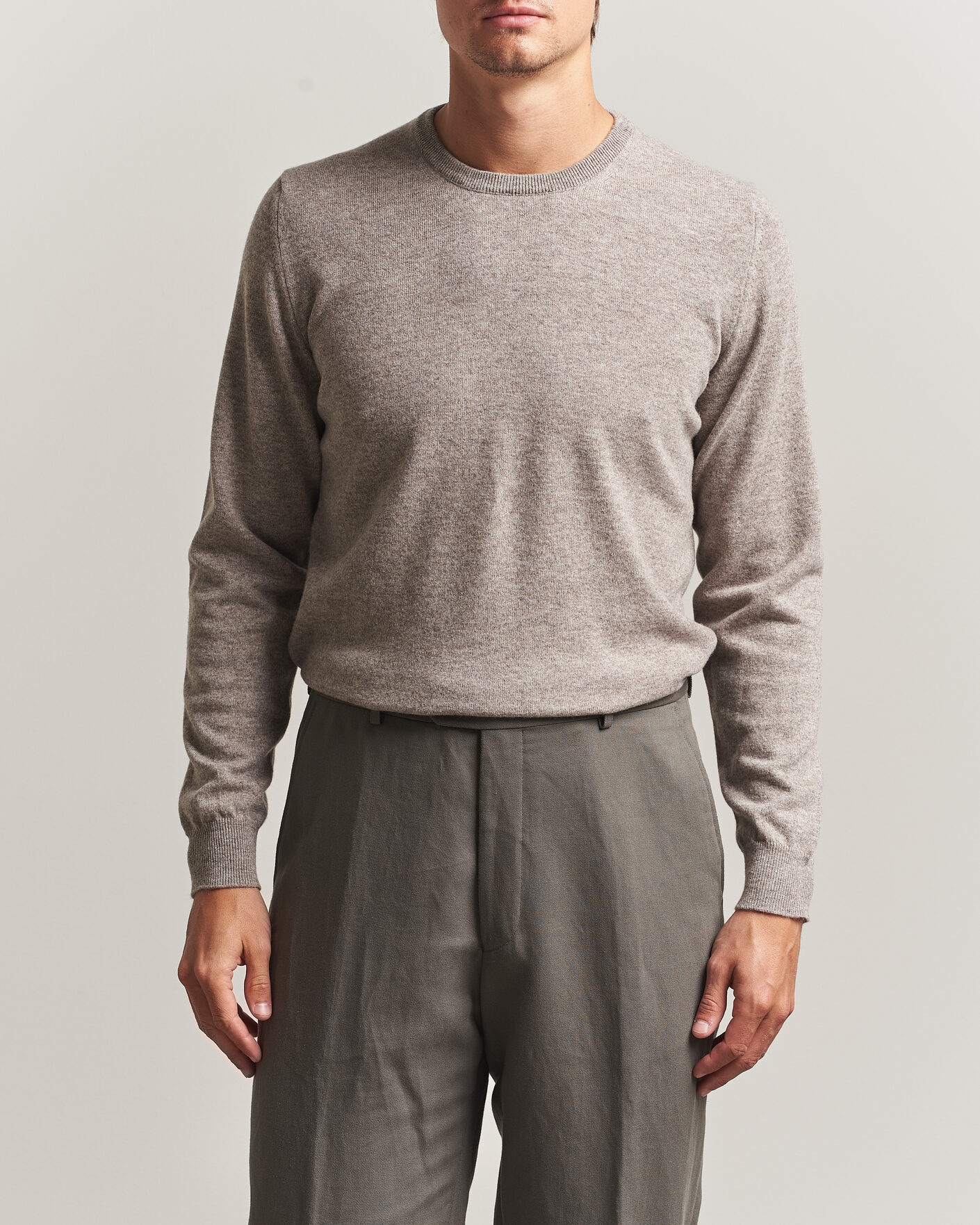 Uomini | Maglieria | Fedeli | Pure Cashmere Crew Neck Beige Melange