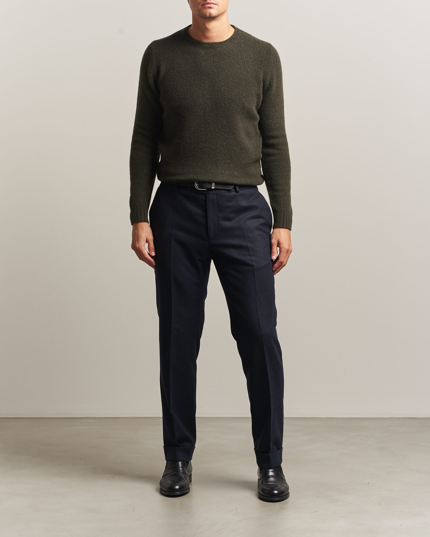 Uomini | Maglieria | Fedeli | Cashmere Blend Boucle Sweater Forest Green