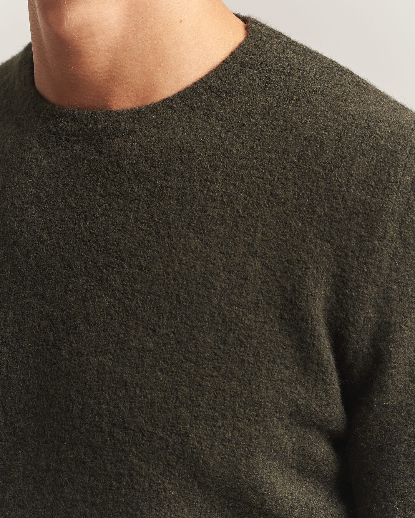 Uomini | Maglieria | Fedeli | Cashmere Blend Boucle Sweater Forest Green