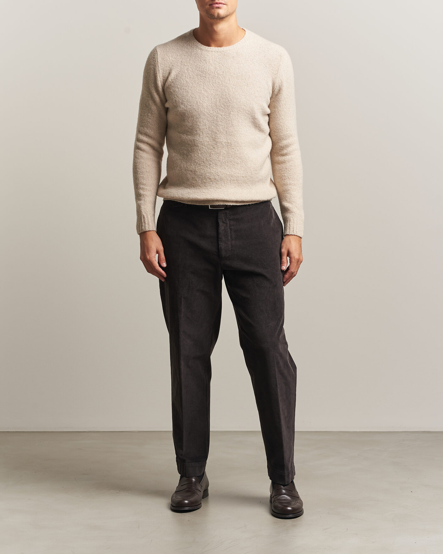Uomini | Maglieria | Fedeli | Cashmere Blend Boucle Sweater Light Grey