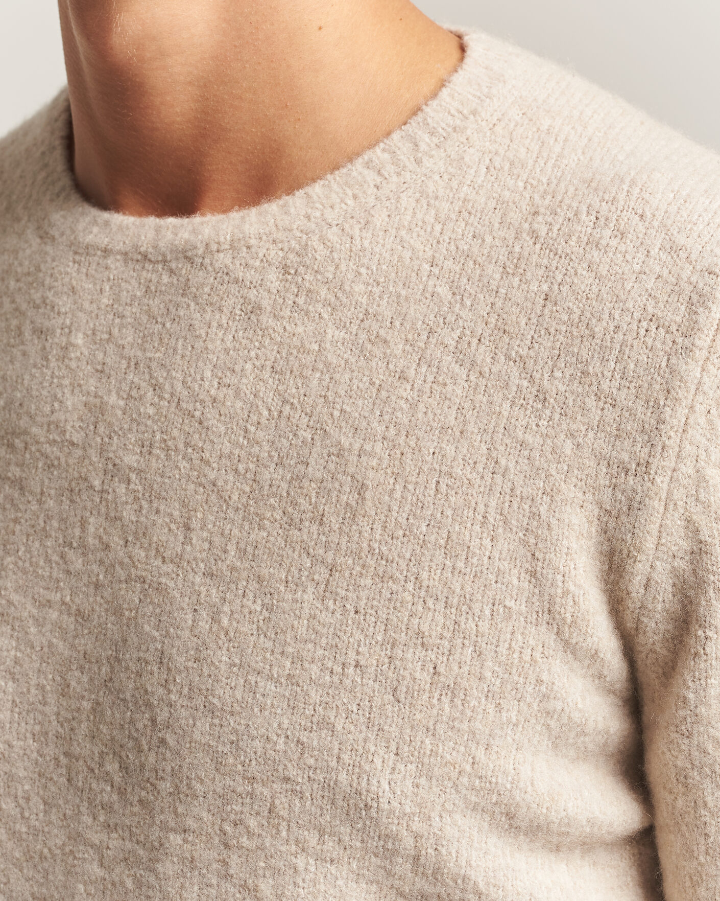Uomini | Maglieria | Fedeli | Cashmere Blend Boucle Sweater Light Grey