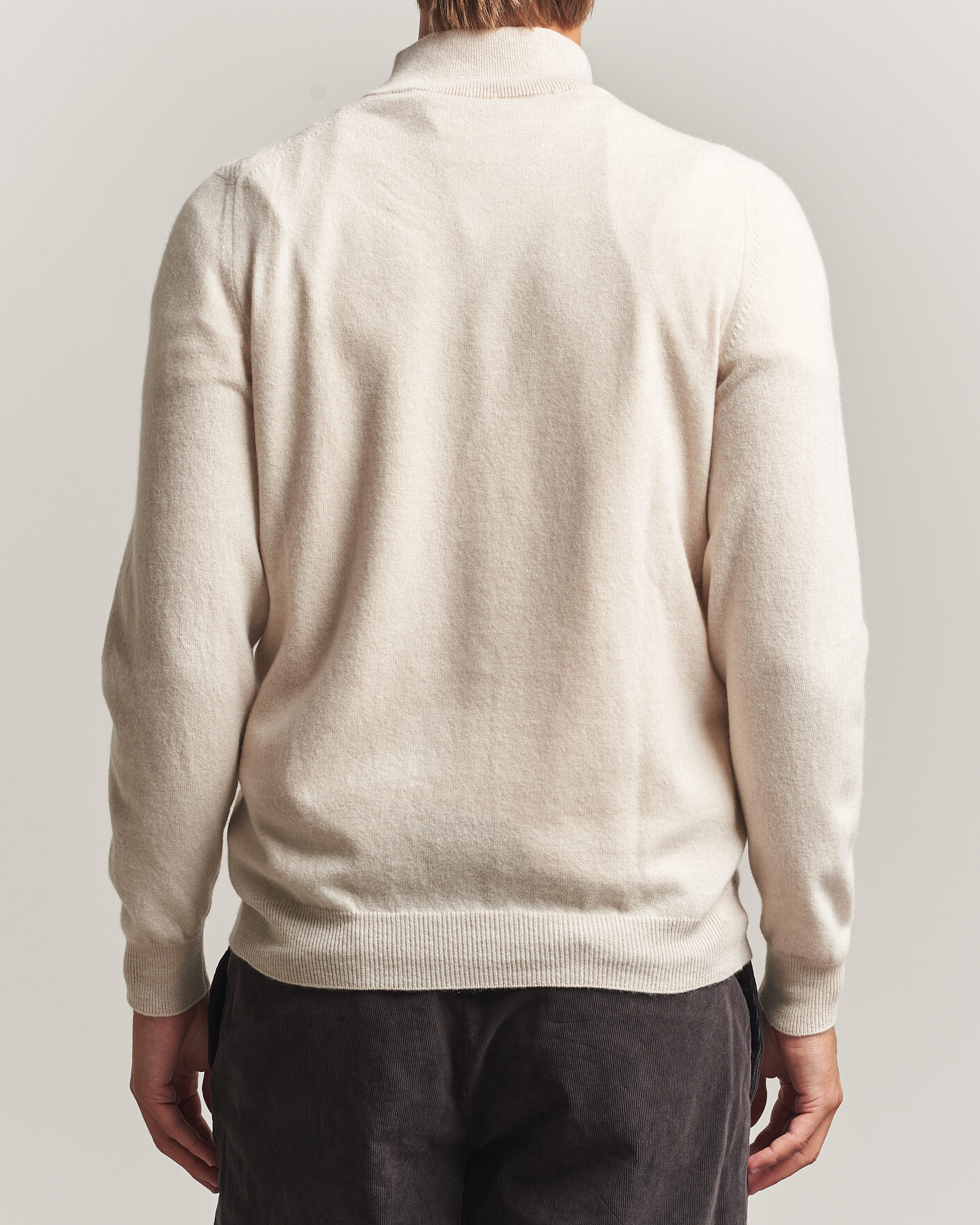 Uomini | Maglieria | Fedeli | Wool/Cashmere Chevron Half Zip Light Beige