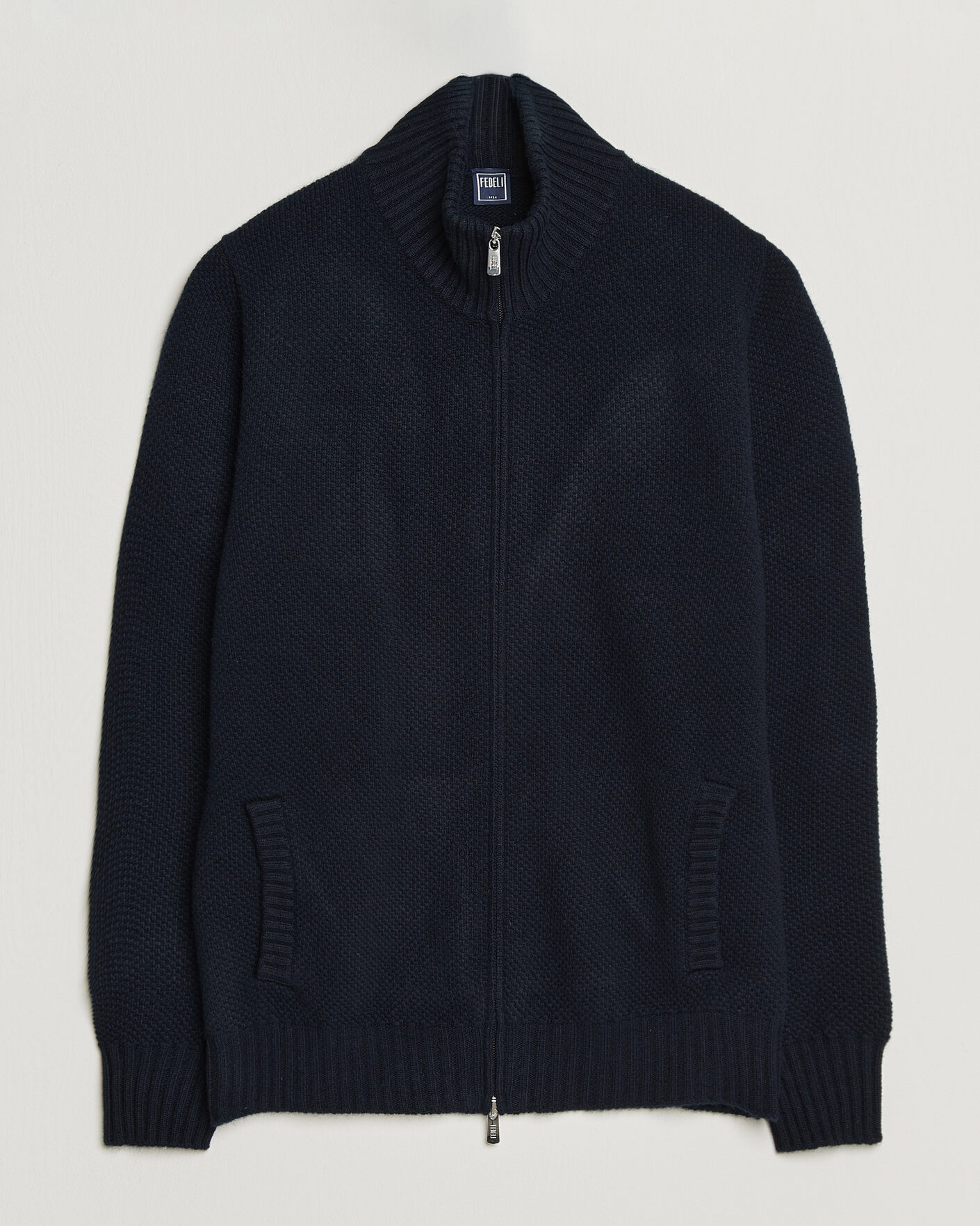 Uomini | Maglieria | Fedeli | Wool/Cashmere Honeycomb Full Zip Navy