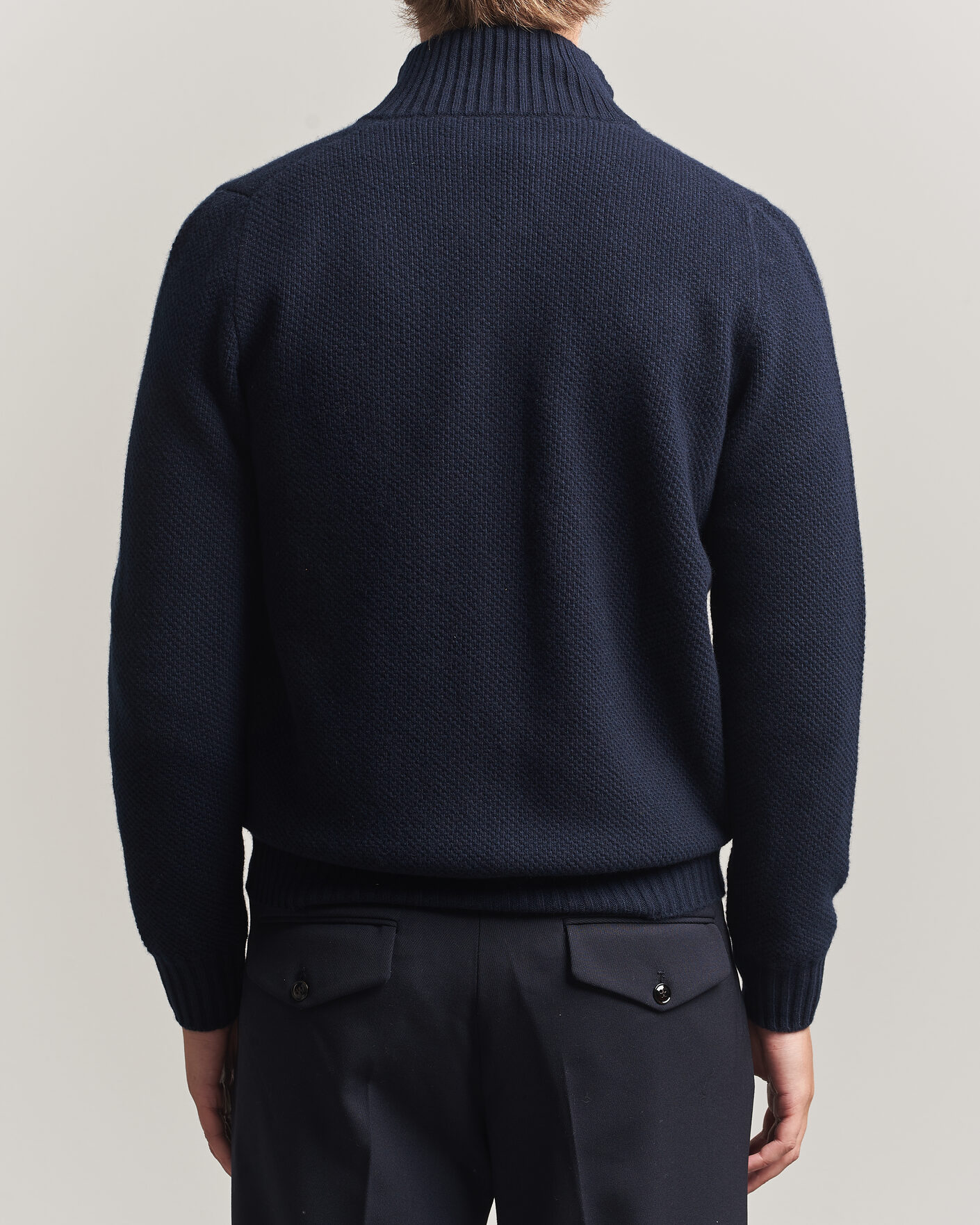 Uomini | Maglieria | Fedeli | Wool/Cashmere Honeycomb Full Zip Navy