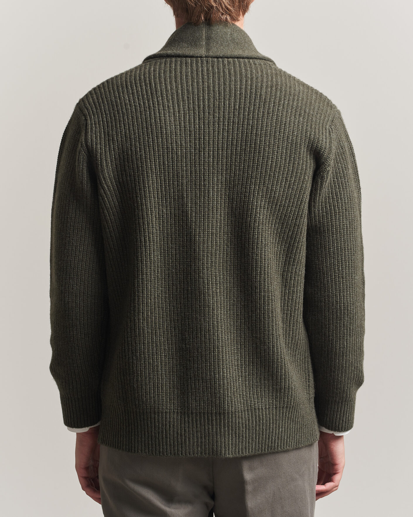 Uomini | Maglieria | Fedeli | Wool/Cashmere Shawl Cardigan Forest Green