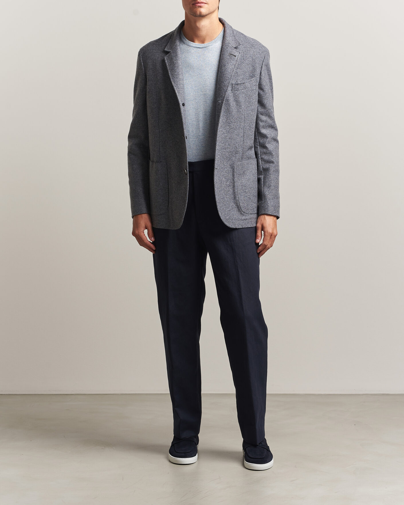 Uomini | Blazers | Fedeli | Cashmere Flannel Jacket Grey Melange