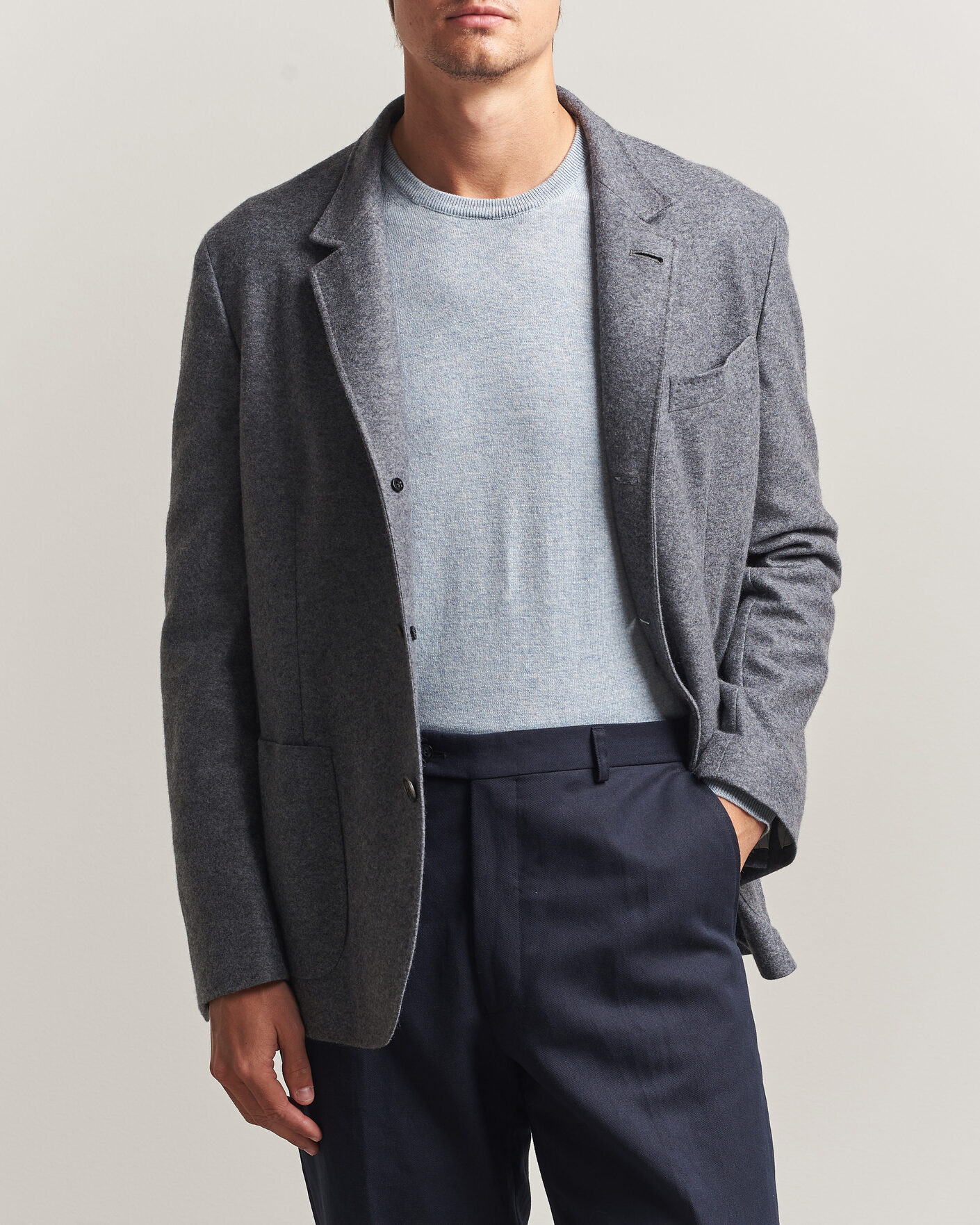 Uomini | Blazers | Fedeli | Cashmere Flannel Jacket Grey Melange