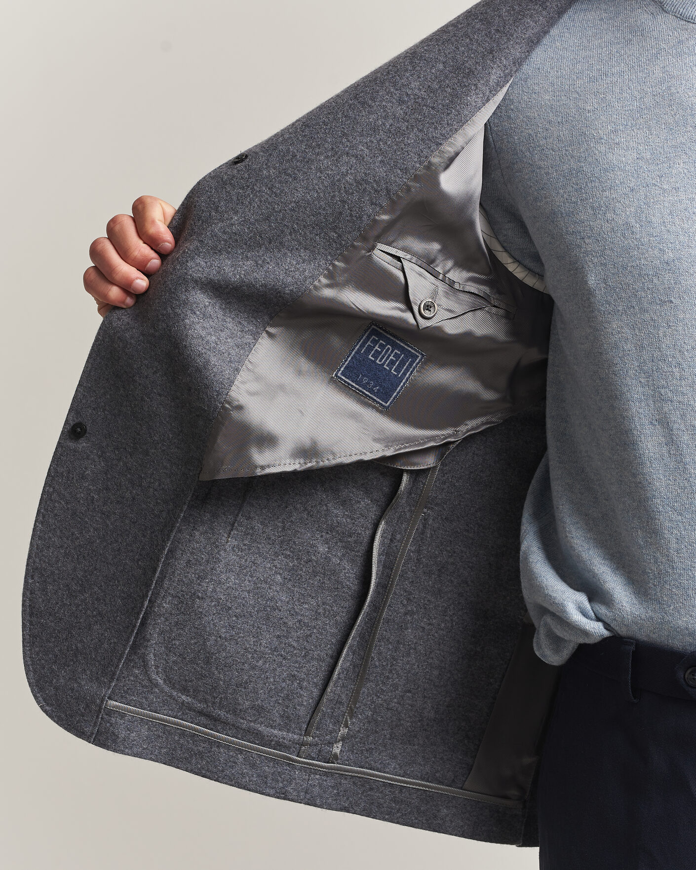 Uomini | Blazers | Fedeli | Cashmere Flannel Jacket Grey Melange