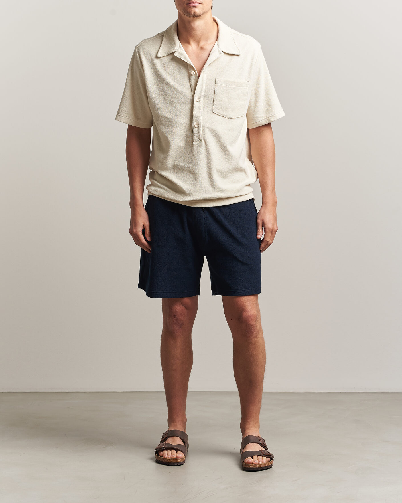 Uomini | Polo | OAS | Novo Regular Fit Terry Polo Ecru