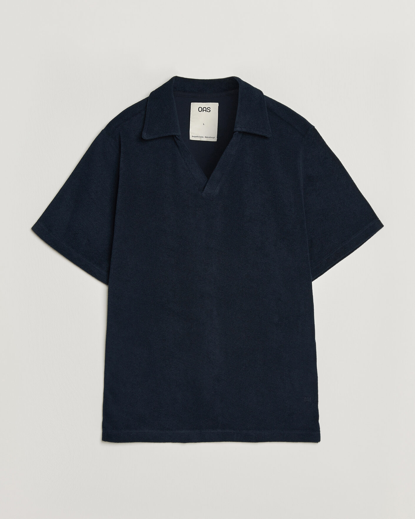 Uomini | Polo | OAS | Serif Regular Fit Terry Open Collar Polo Dark Blue
