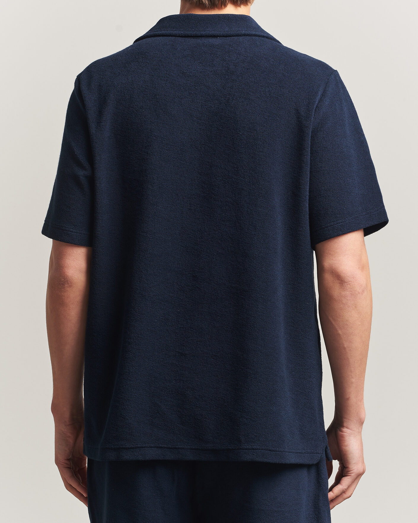 Uomini | Polo | OAS | Serif Regular Fit Terry Open Collar Polo Dark Blue