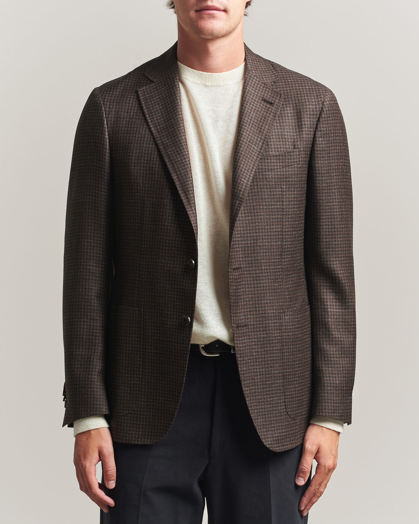 Uomini | Blazers | Canali | Kei Houndstooth Flannel Blazer Dark Brown