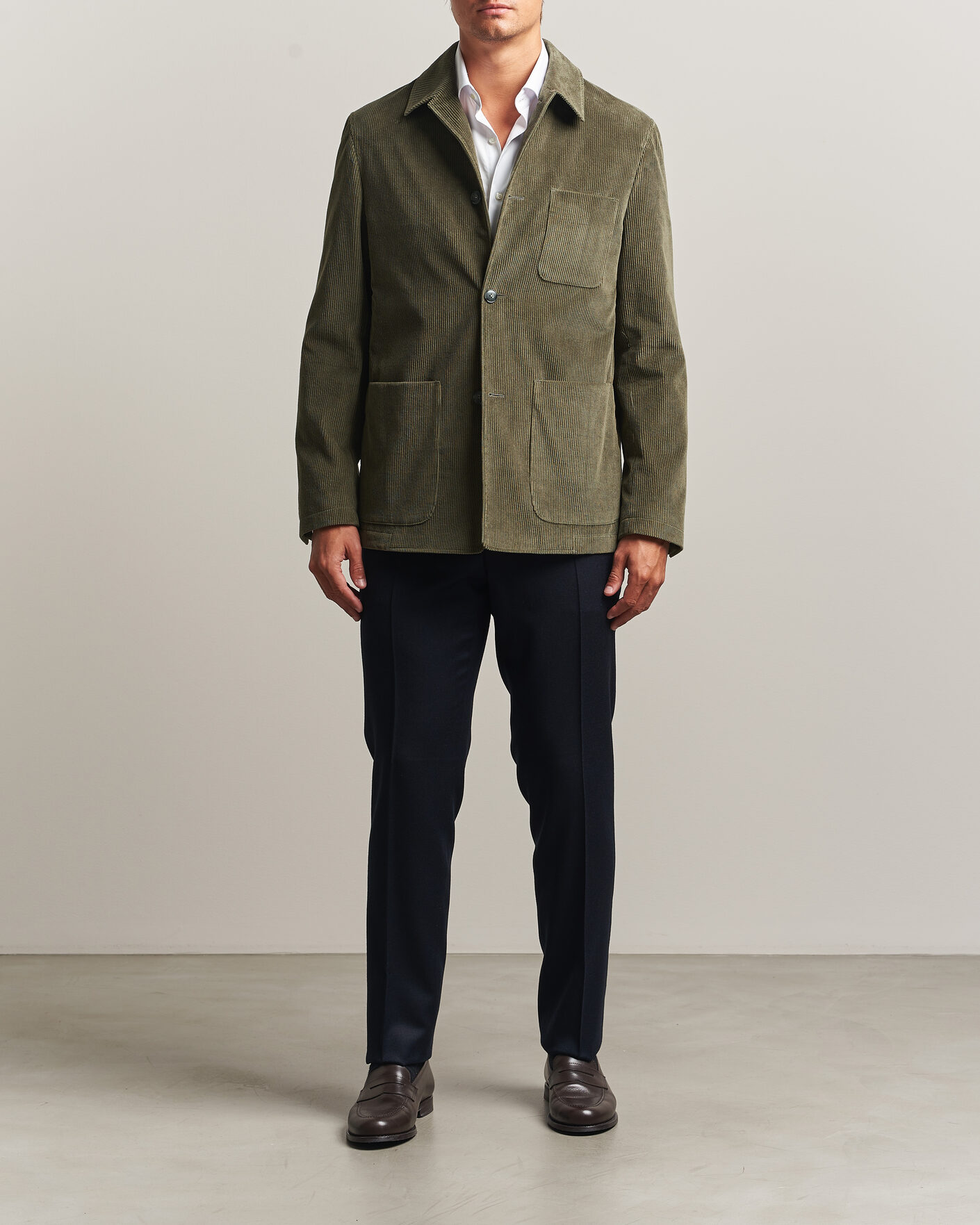Uomini | Giacche | Canali | Corduroy Chore Jacket Olive