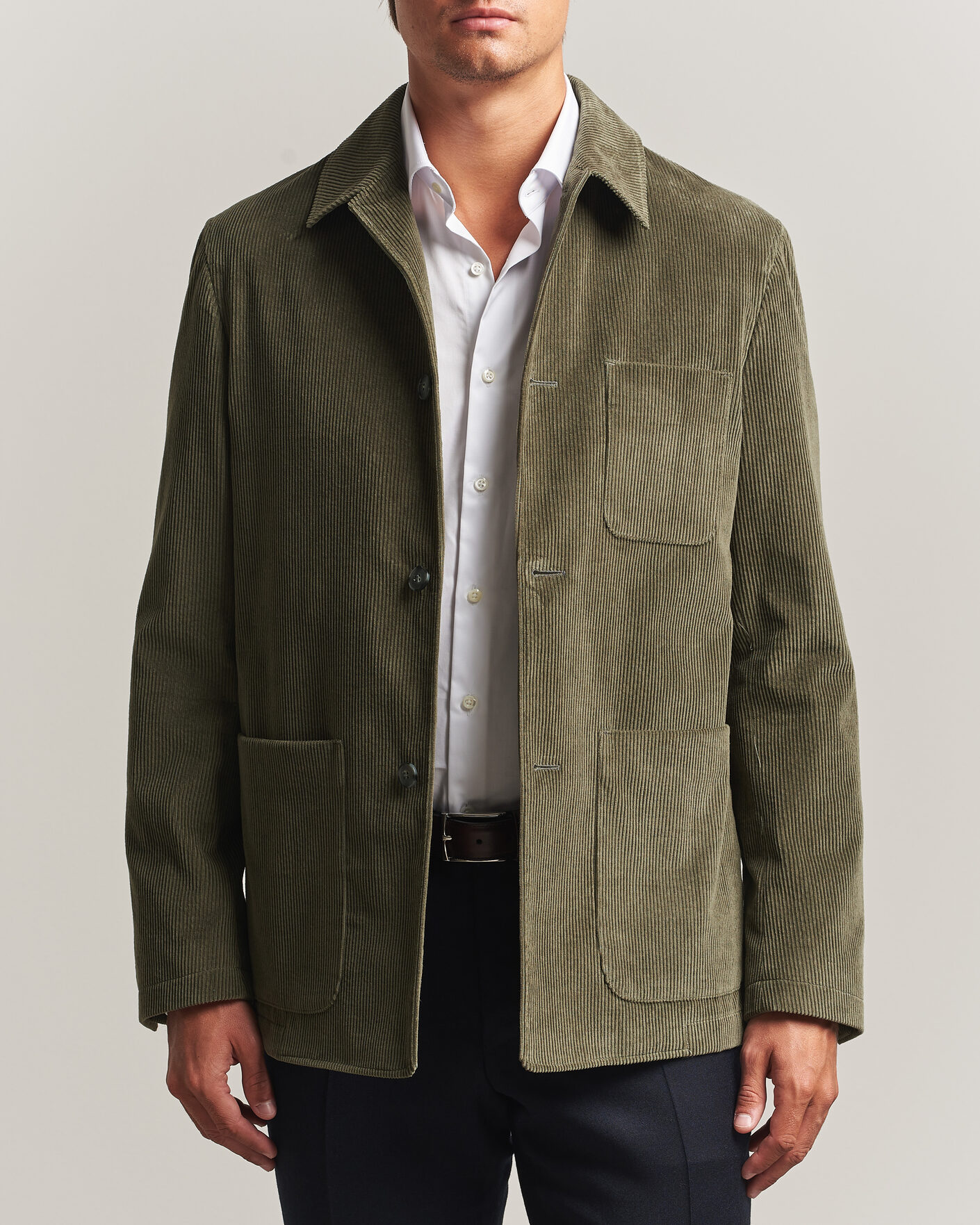 Uomini | Giacche | Canali | Corduroy Chore Jacket Olive