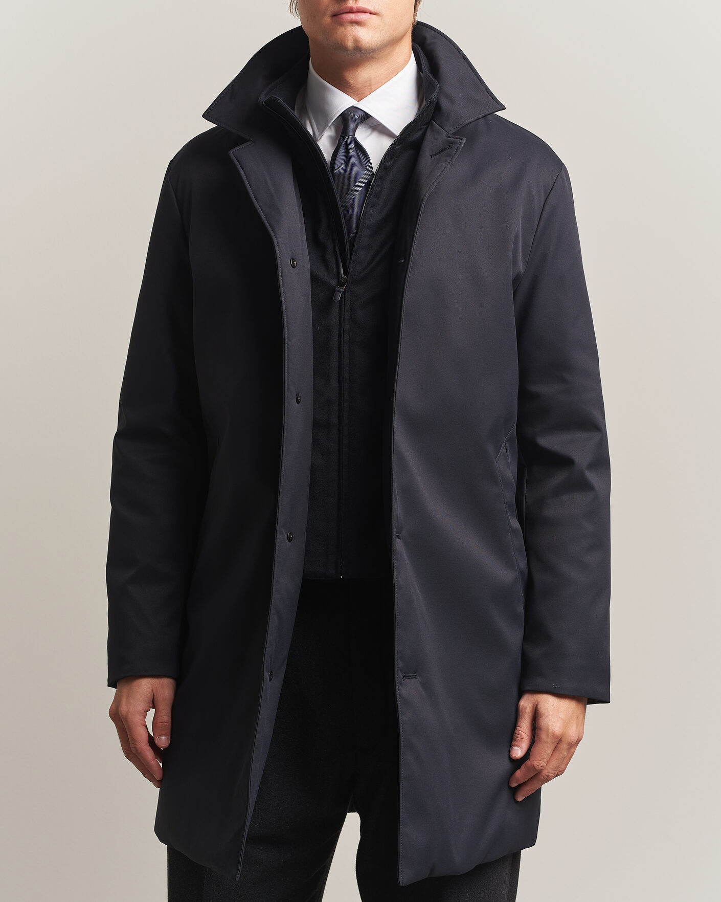 Uomini | Giacche | Canali | Zip Liner Down Coat Navy