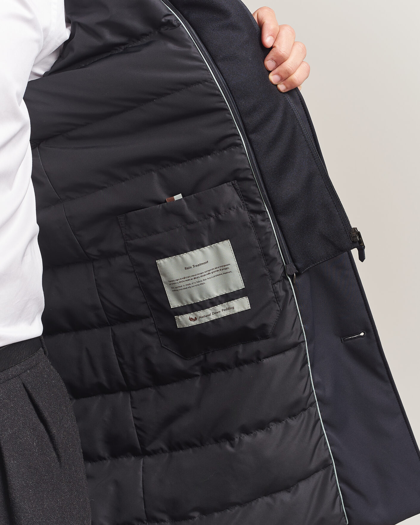 Uomini | Giacche | Canali | Zip Liner Down Coat Navy