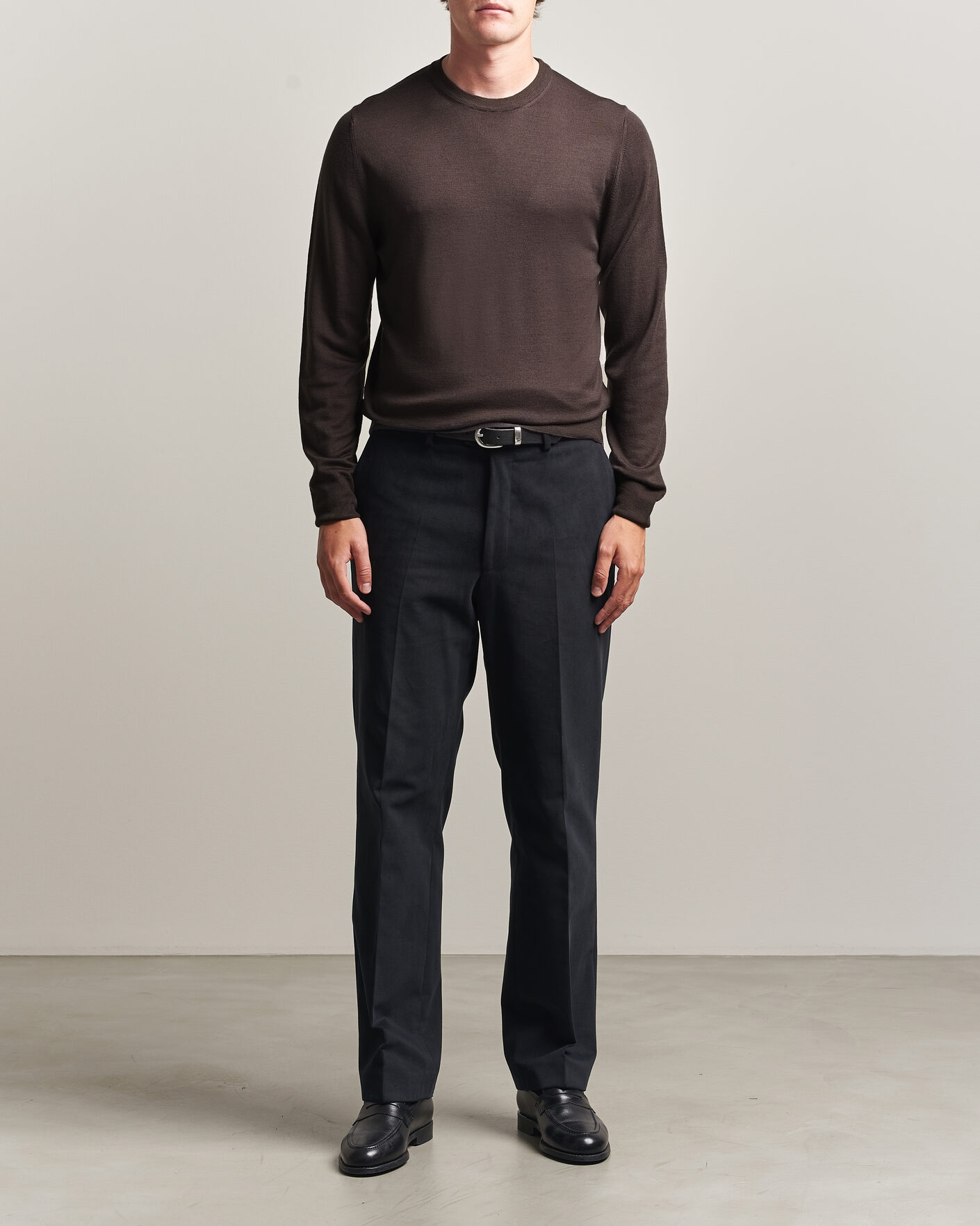 Uomini | Maglieria | Canali | Merino Wool Crew Neck Dark Brown