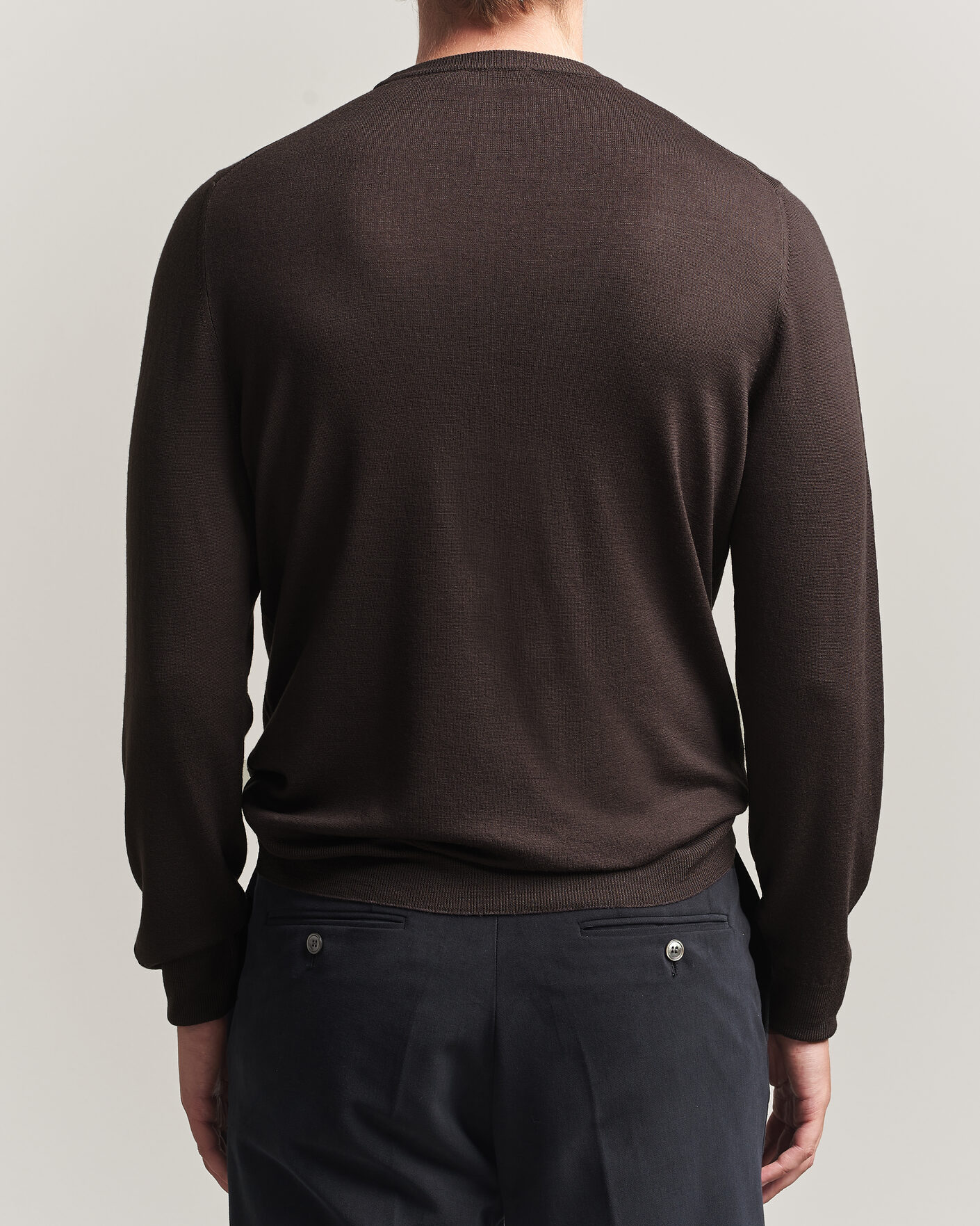Uomini | Maglieria | Canali | Merino Wool Crew Neck Dark Brown