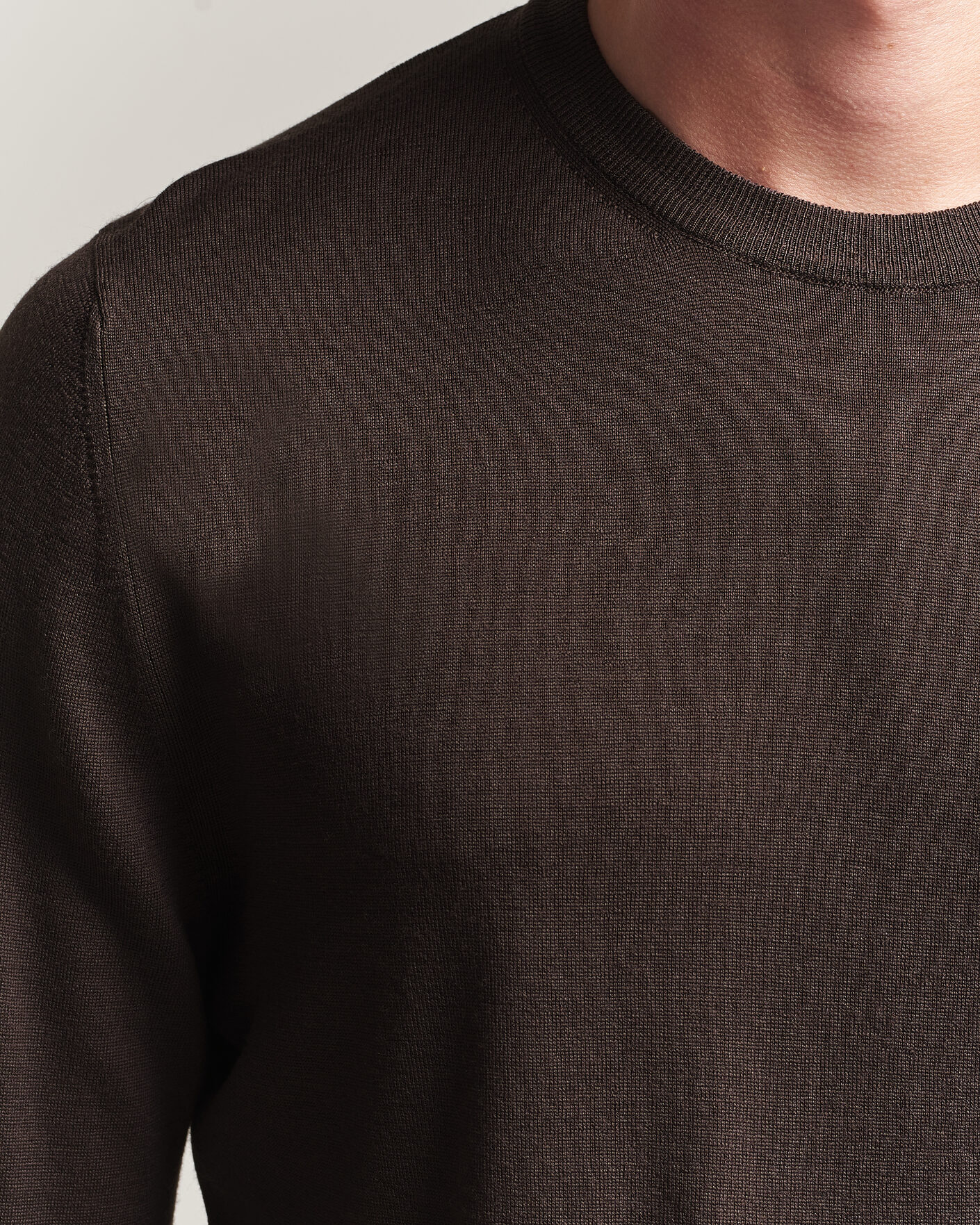 Uomini | Maglieria | Canali | Merino Wool Crew Neck Dark Brown