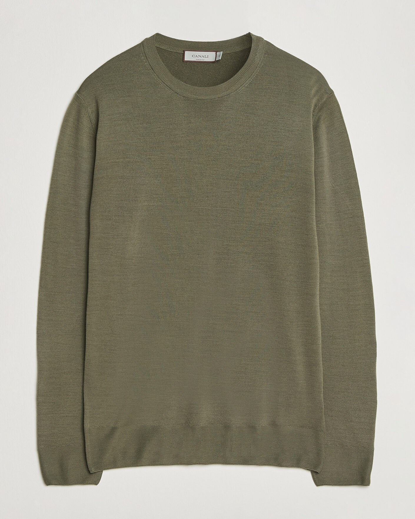 Uomini | Maglieria | Canali | Merino Wool Crew Neck Olive