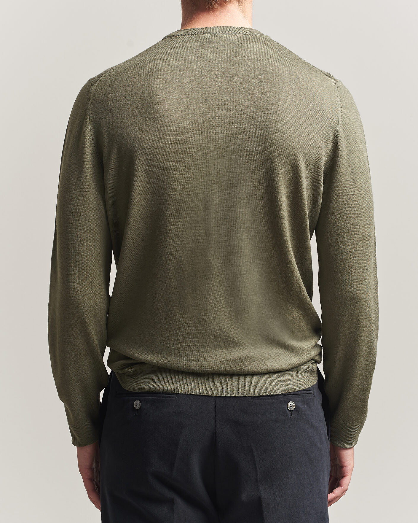 Uomini | Maglieria | Canali | Merino Wool Crew Neck Olive