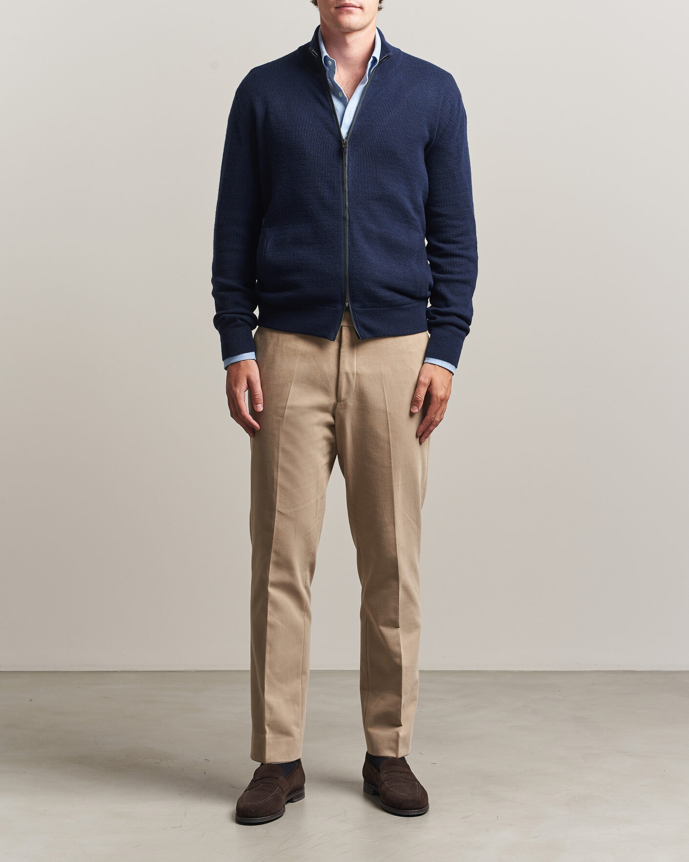 Uomini | Maglieria | Canali | Wool/Cashmere Full Zip Cardigan Navy