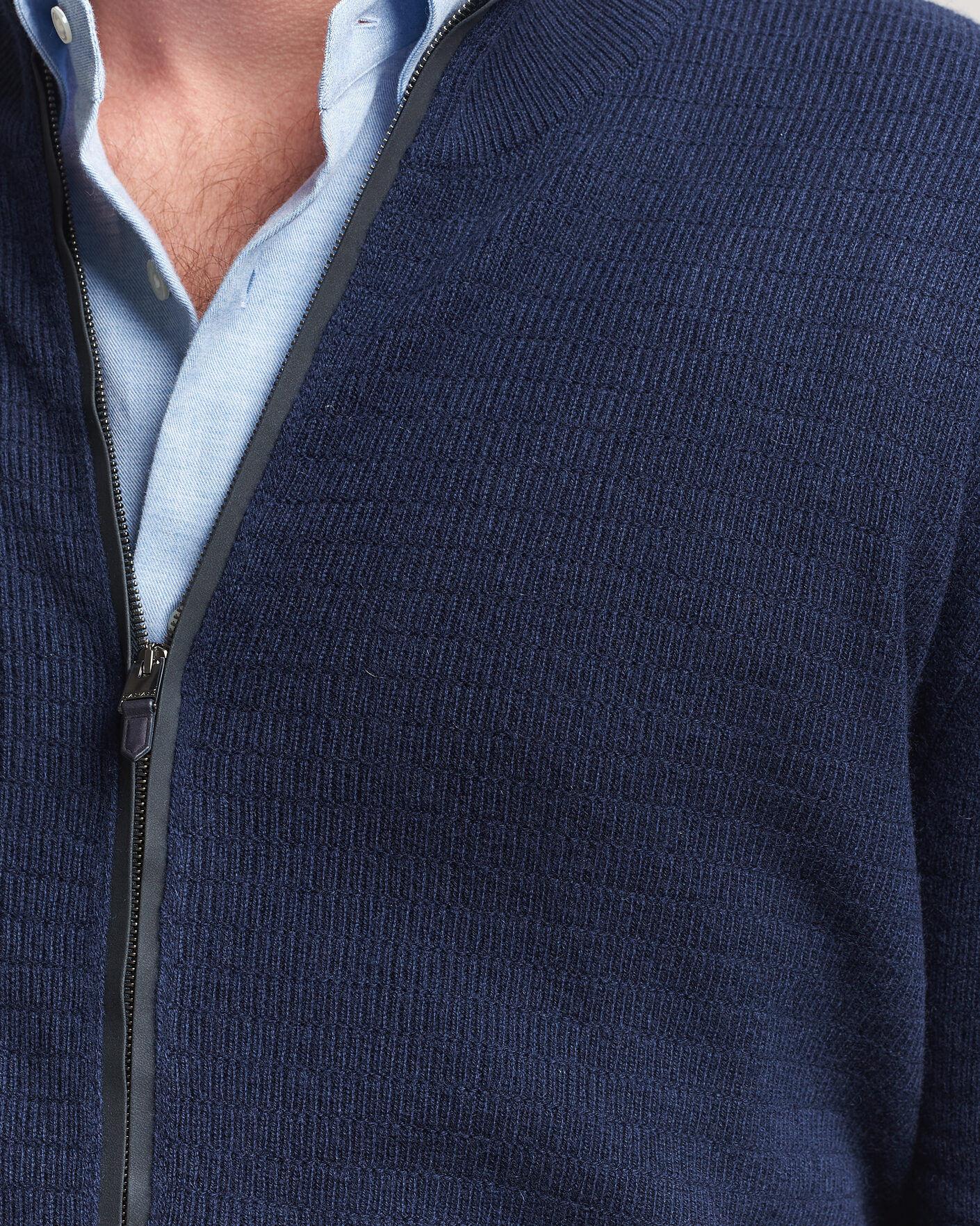 Uomini | Maglieria | Canali | Wool/Cashmere Full Zip Cardigan Navy