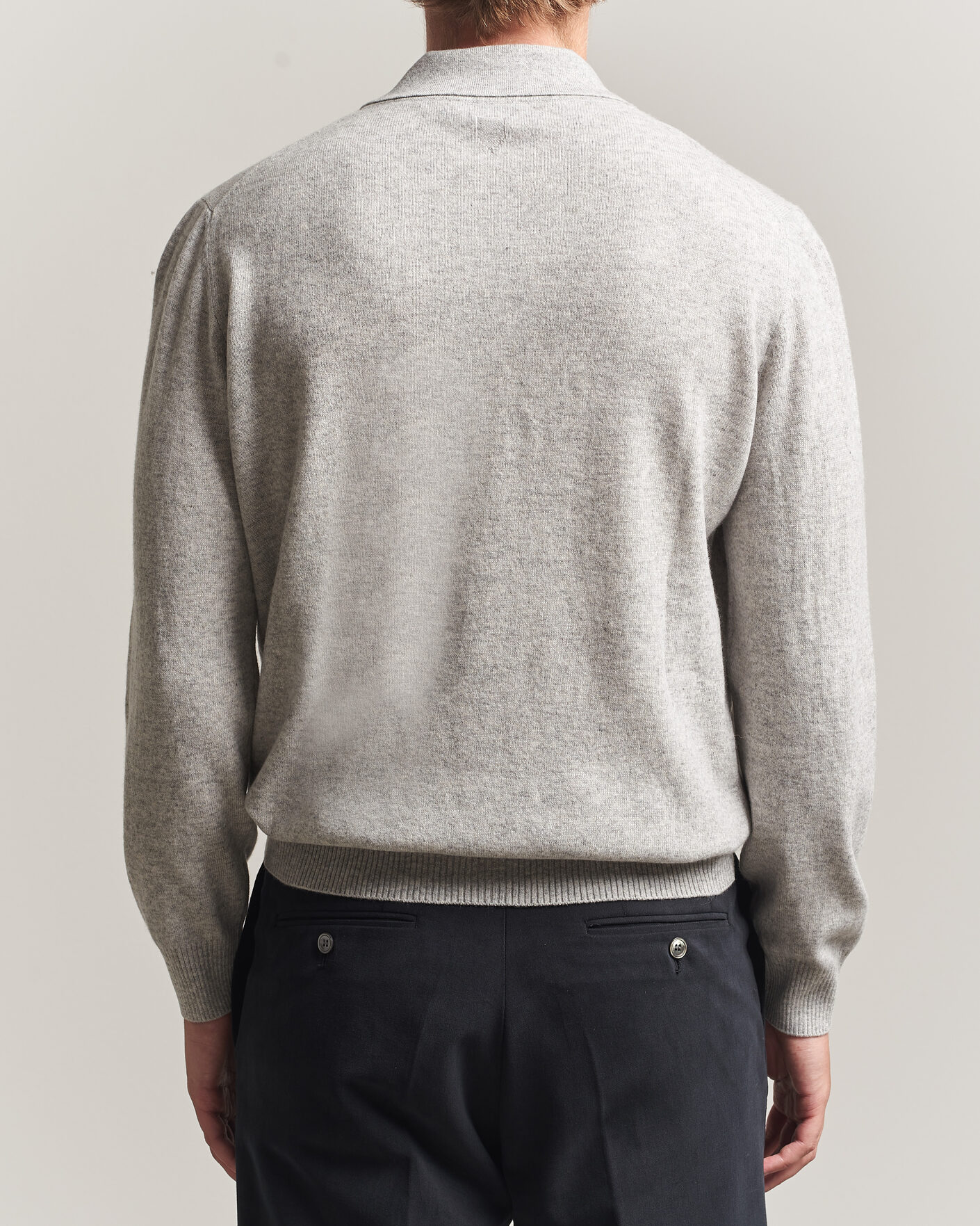 Uomini | Maglieria | Canali | Wool/Cashmere Long Sleeve Polo Light Grey